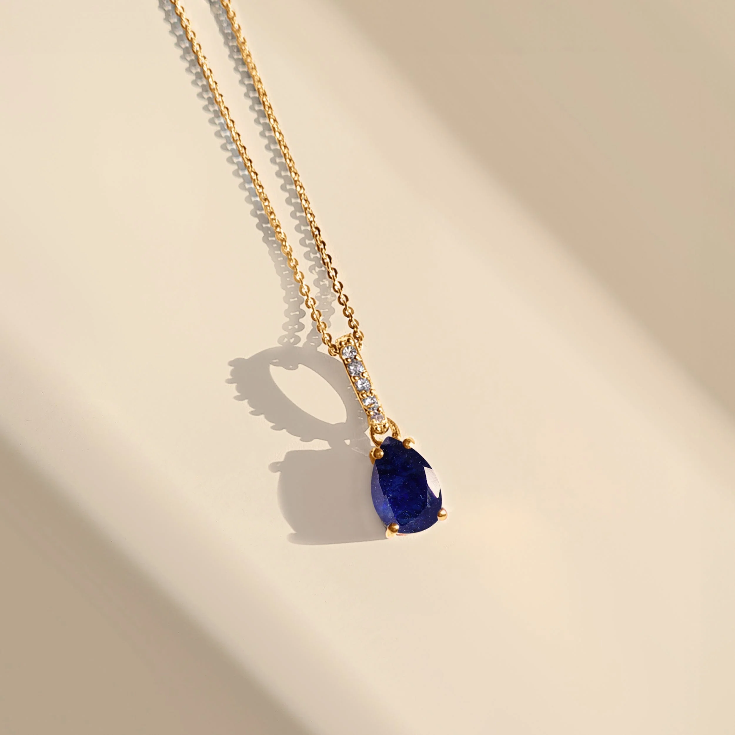 Fine Blue Sapphire Lab Diamond Necklace Sway - September Birthstone - Image 14