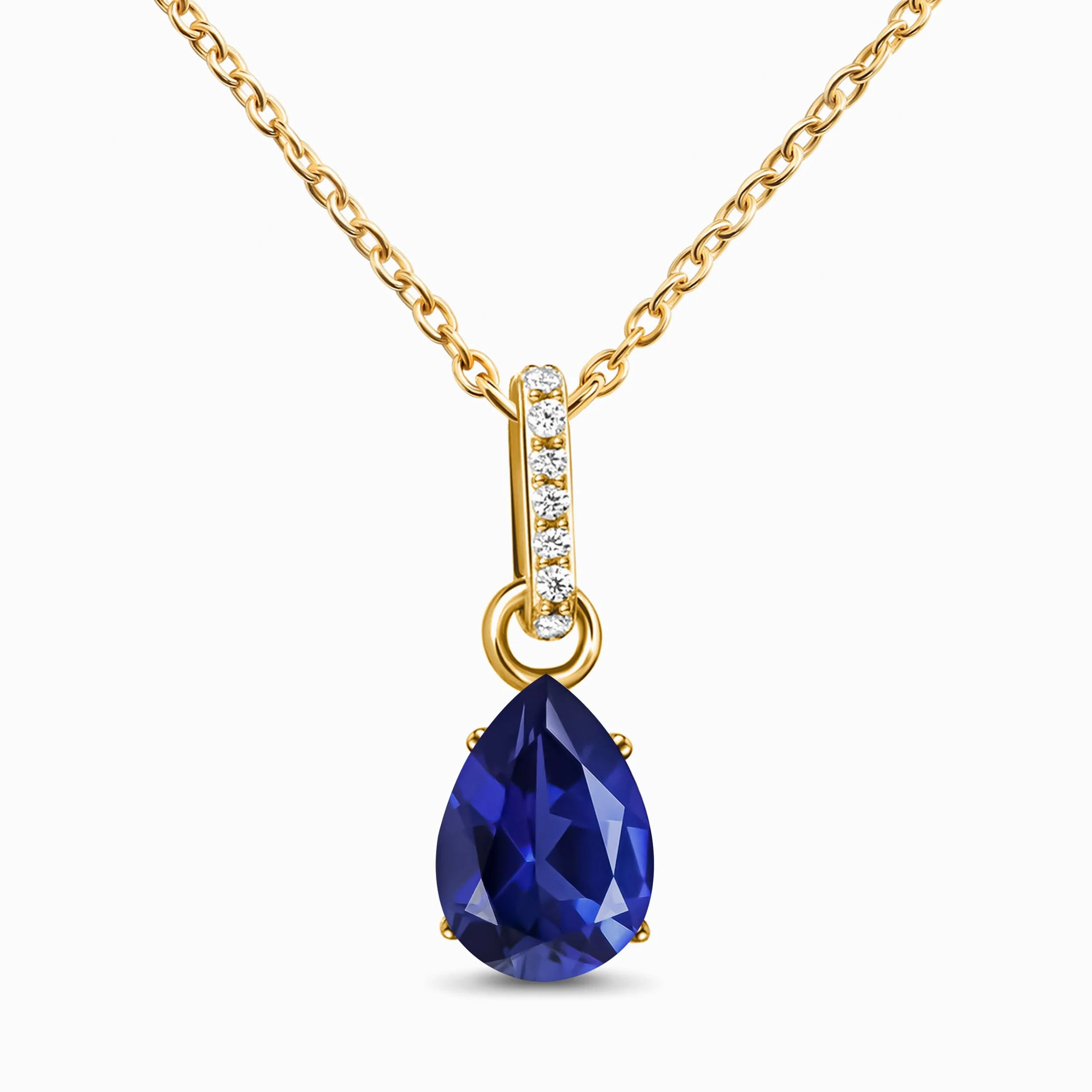 Fine Blue Sapphire Lab Diamond Necklace Sway - September Birthstone - Image 5