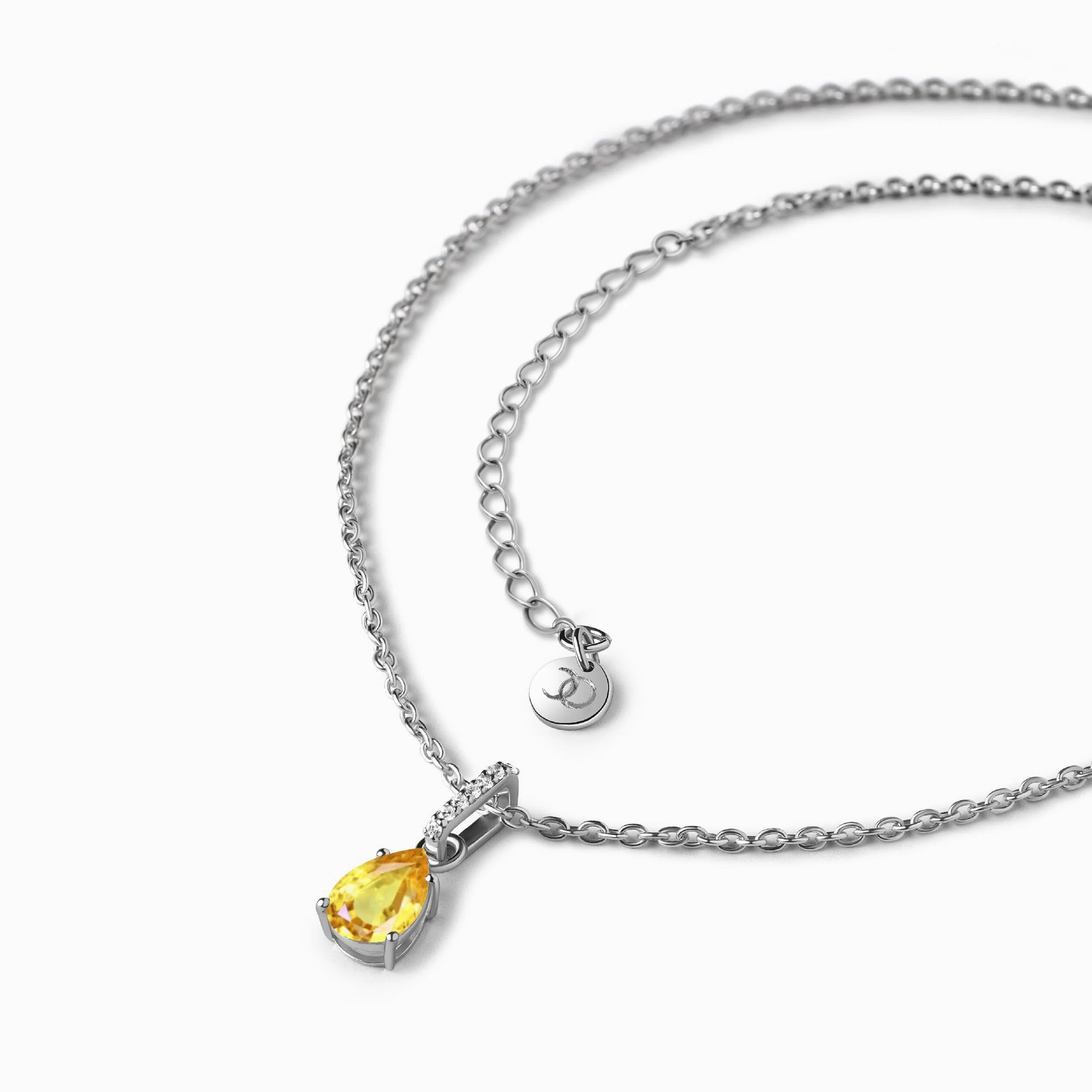 Fine Citrine Lab Diamond Necklace Sway - November Birthstone - Image 10