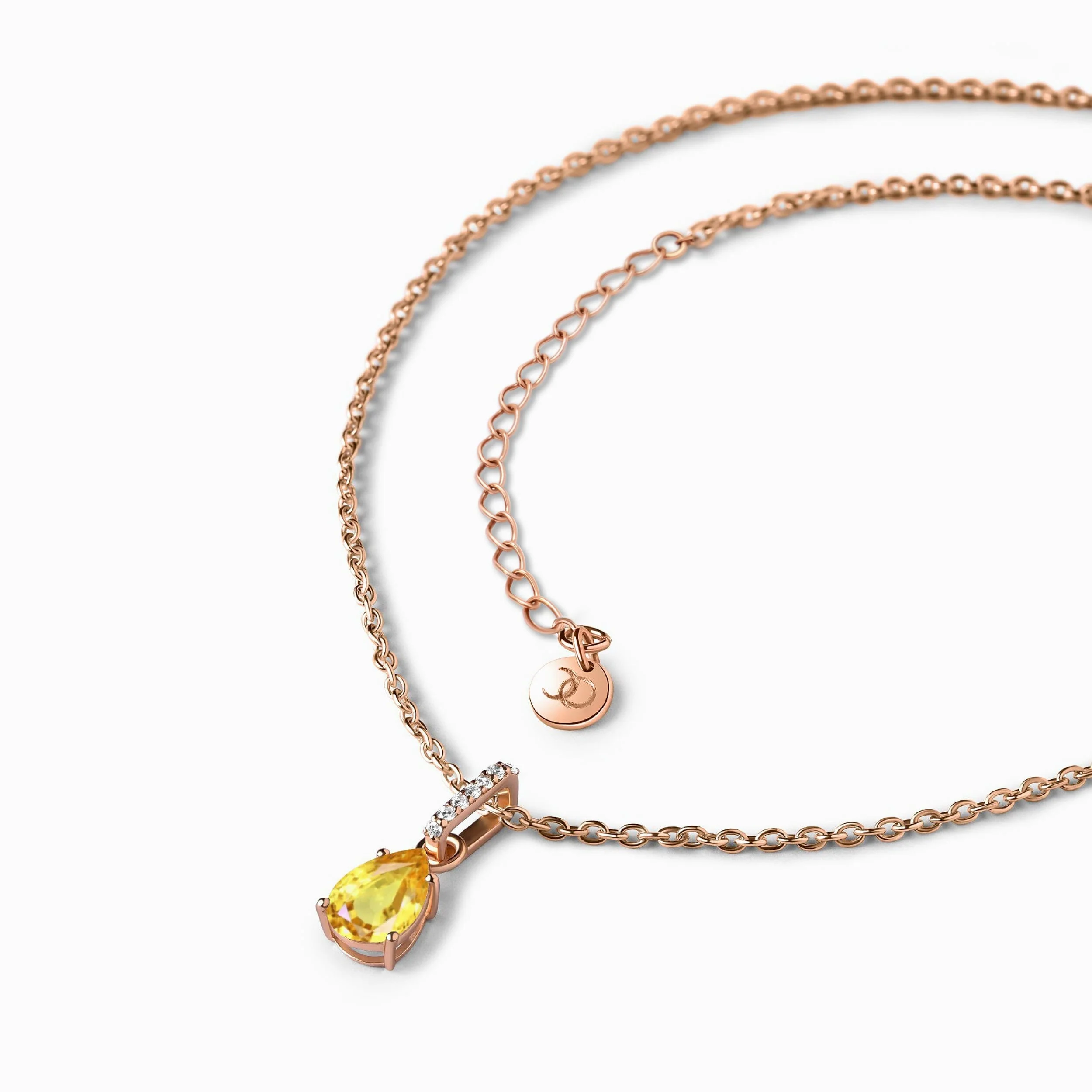 Fine Citrine Lab Diamond Necklace Sway - November Birthstone - Image 12