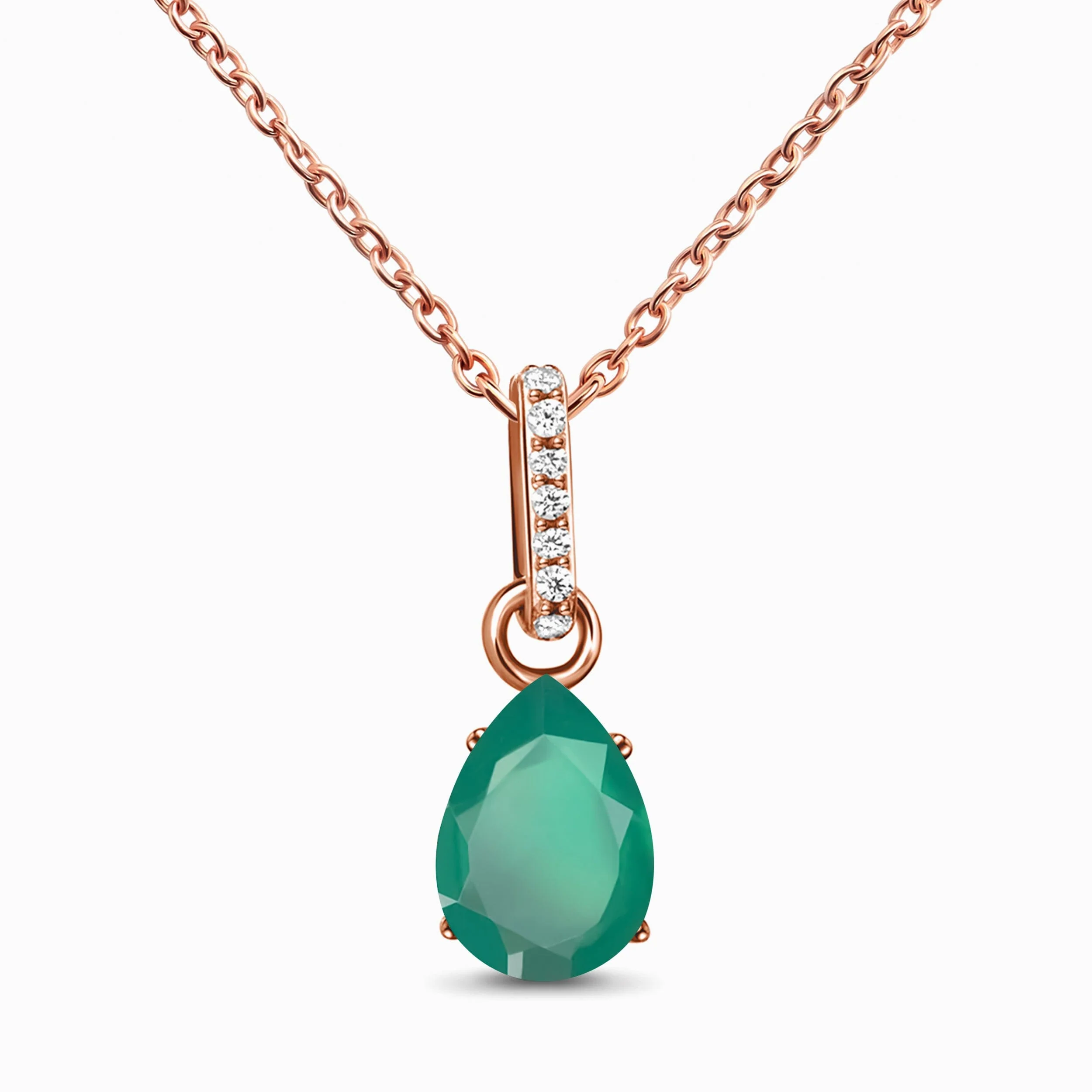 Fine Green Onyx Lab Diamond Necklace Sway - May Birthstone - Image 3
