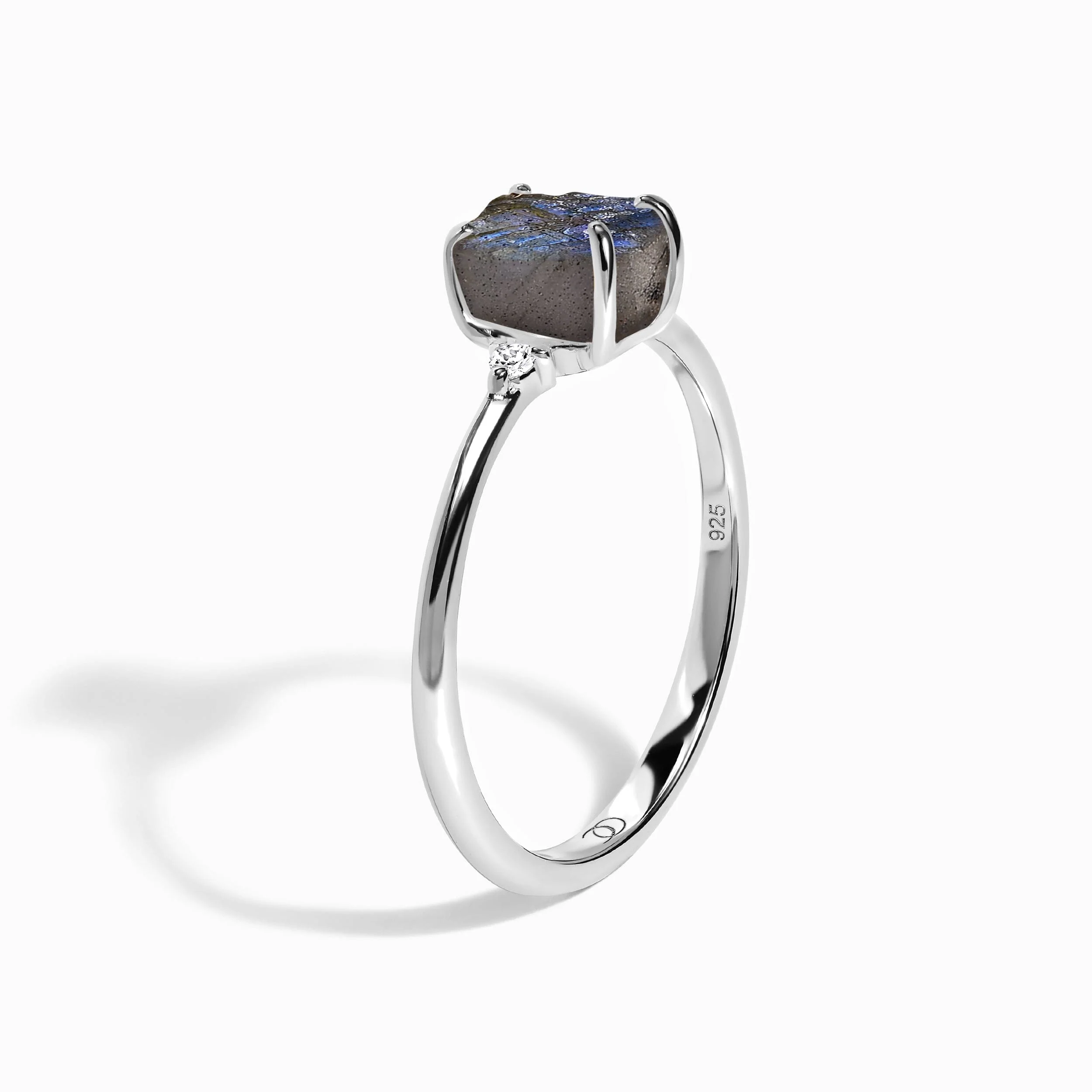 Fine Labradorite Lab Diamond Ring - Petite Raw Allure - Image 10