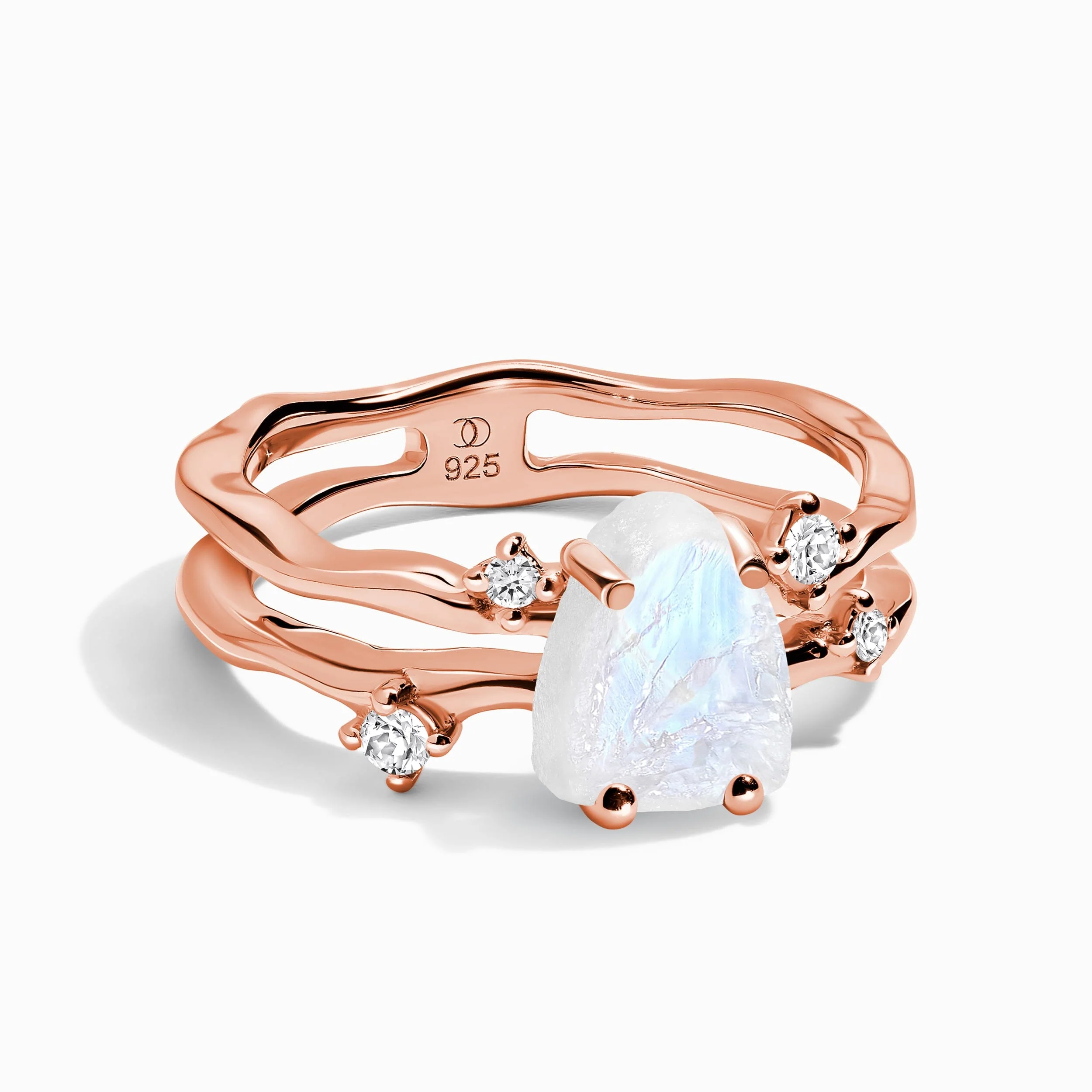Fine Moonstone Lab Diamond Ring - Flow - Image 2
