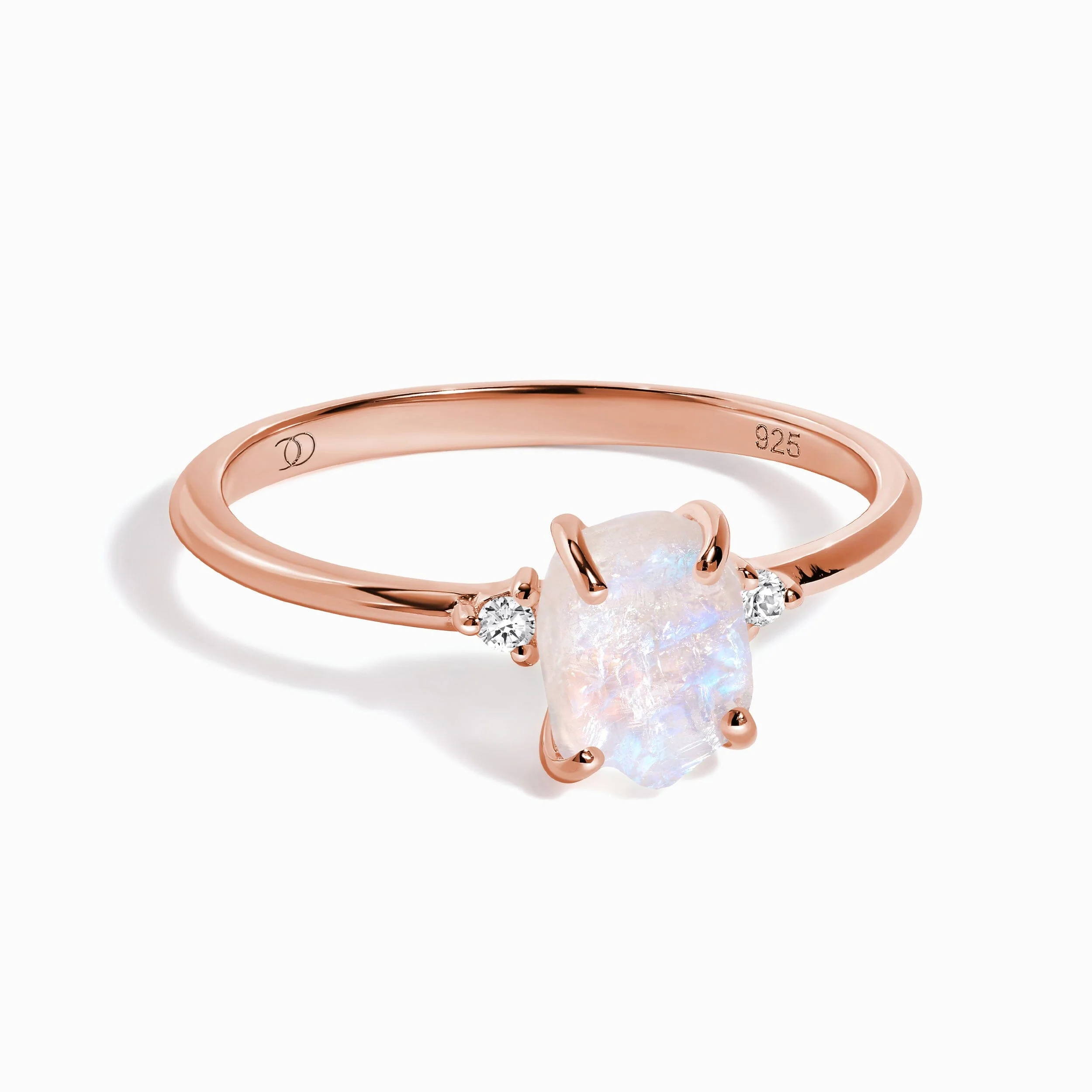 Fine Moonstone Lab Diamond Ring - Petite Raw Allure - Image 2
