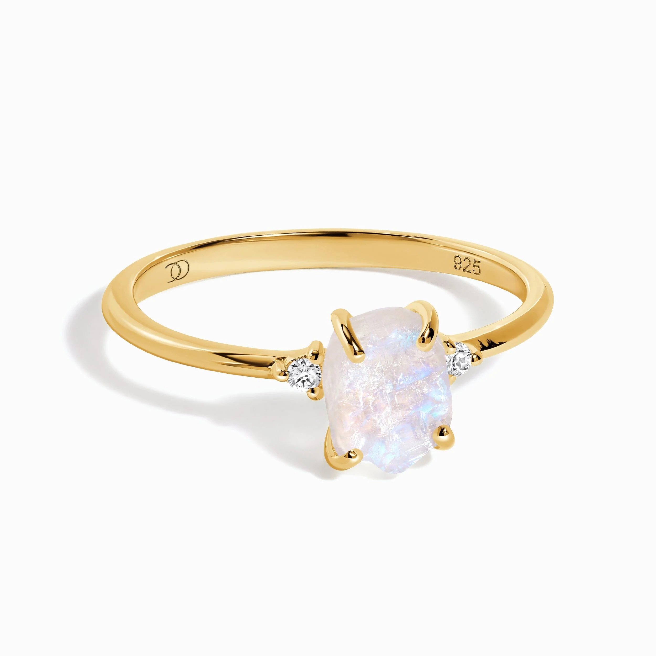 Fine Moonstone Lab Diamond Ring - Petite Raw Allure - Image 3
