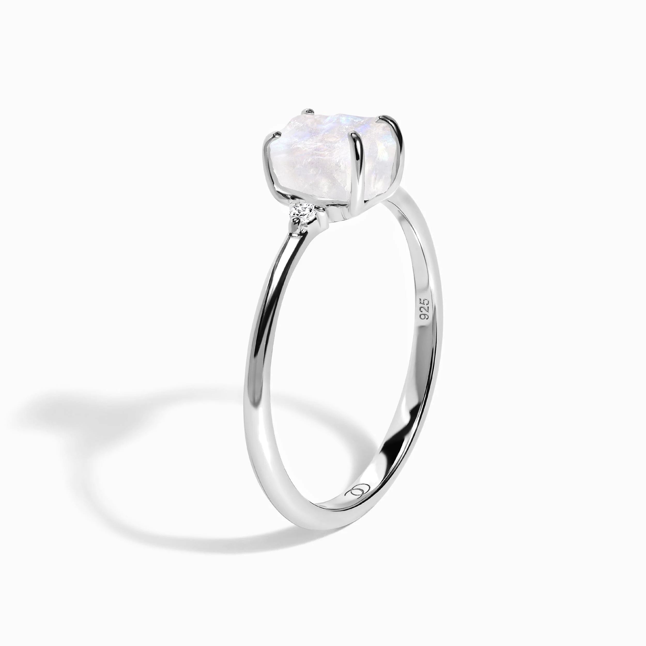 Fine Moonstone Lab Diamond Ring - Petite Raw Allure - Image 9
