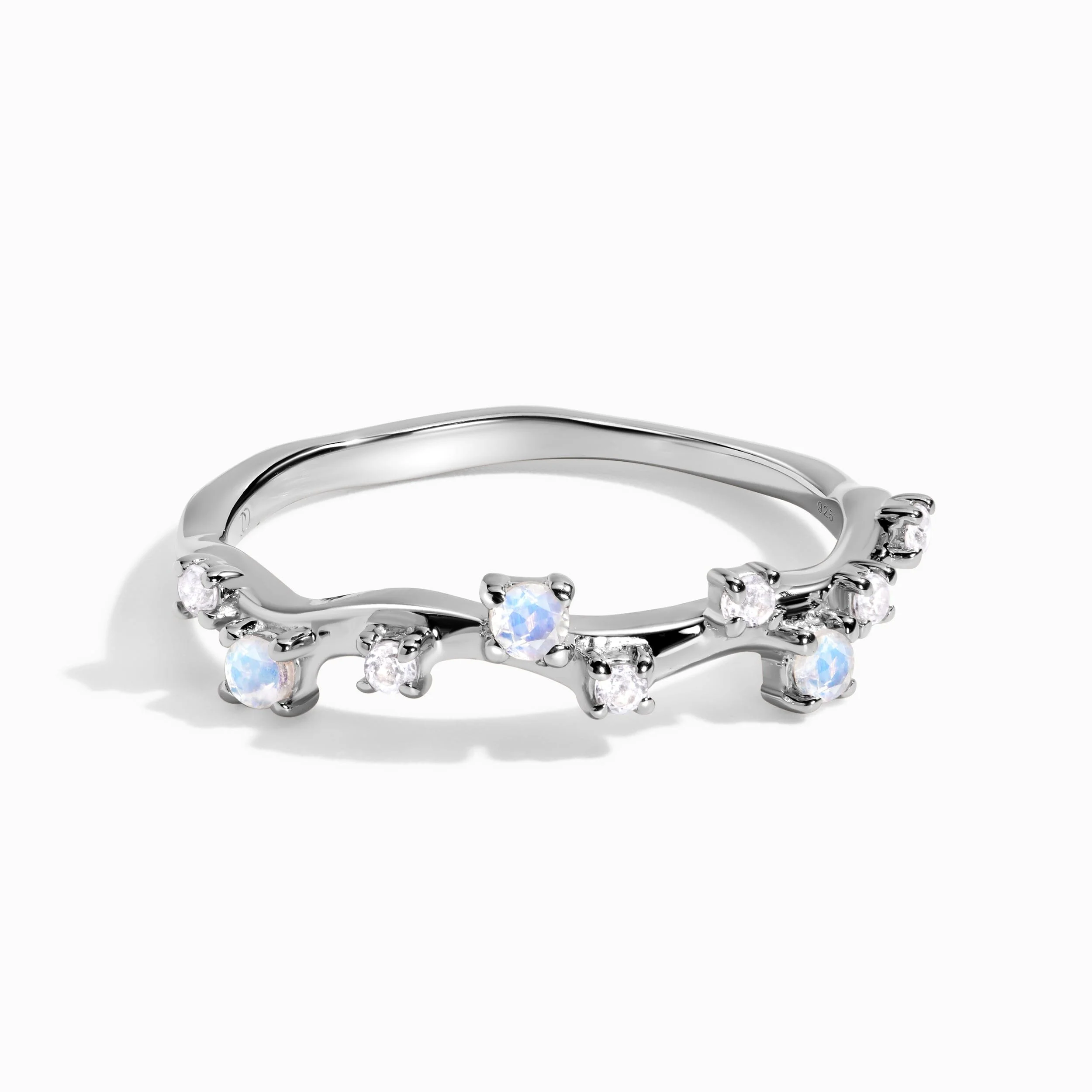 Fine Moonstone Lab Diamond Ring - Stardust Band