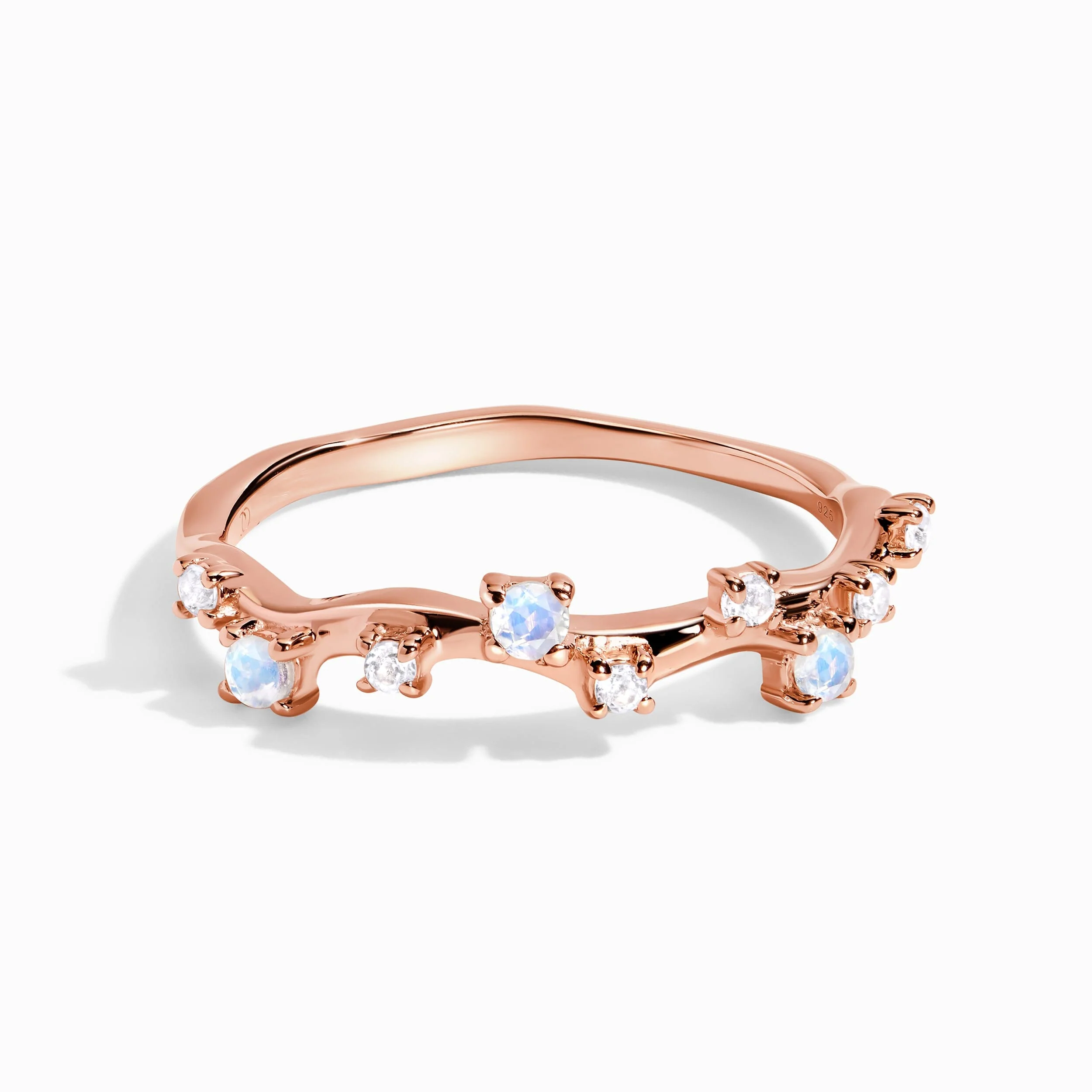 Fine Moonstone Lab Diamond Ring - Stardust Band - Image 3