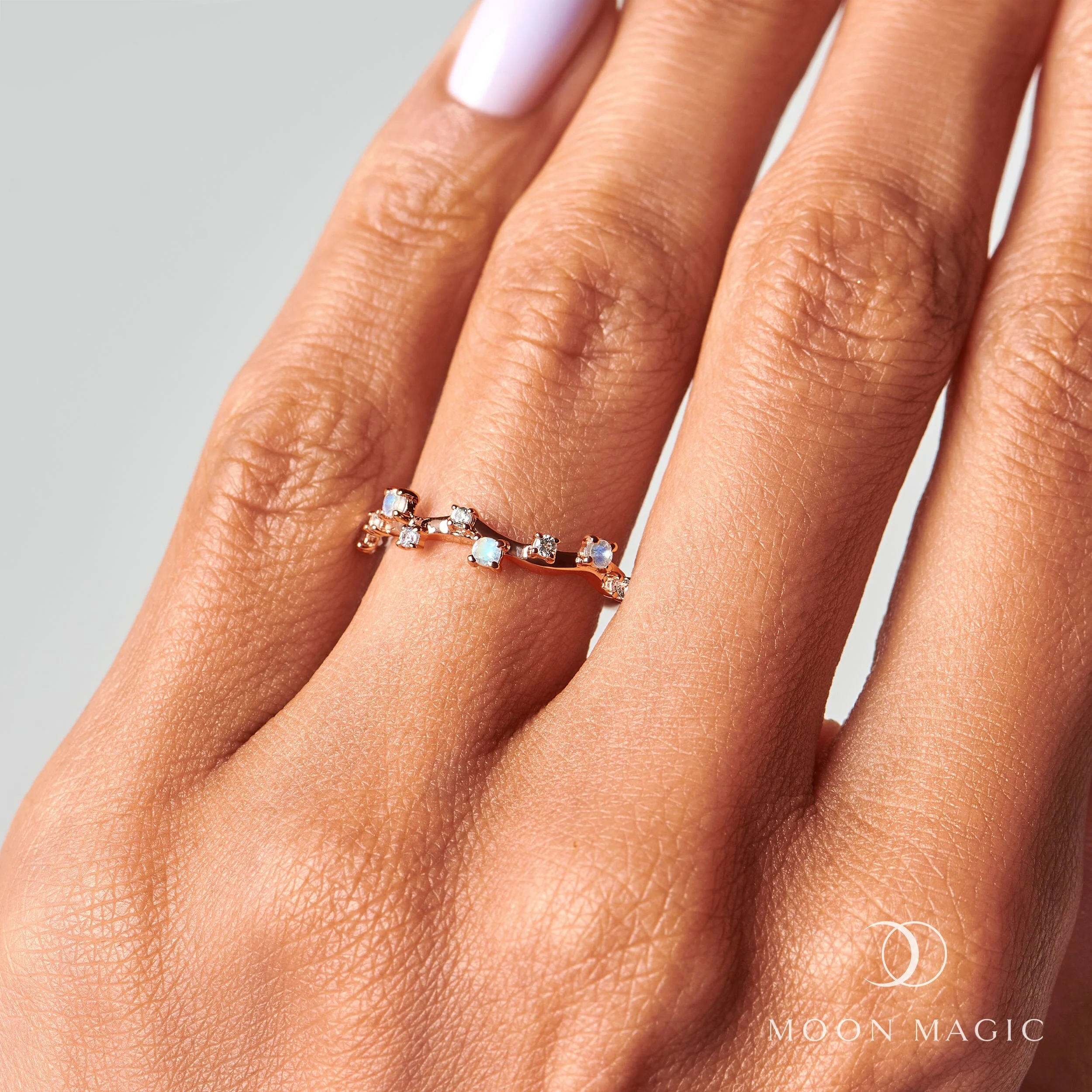 Moonstone Ring - Stardust Band - Image 4
