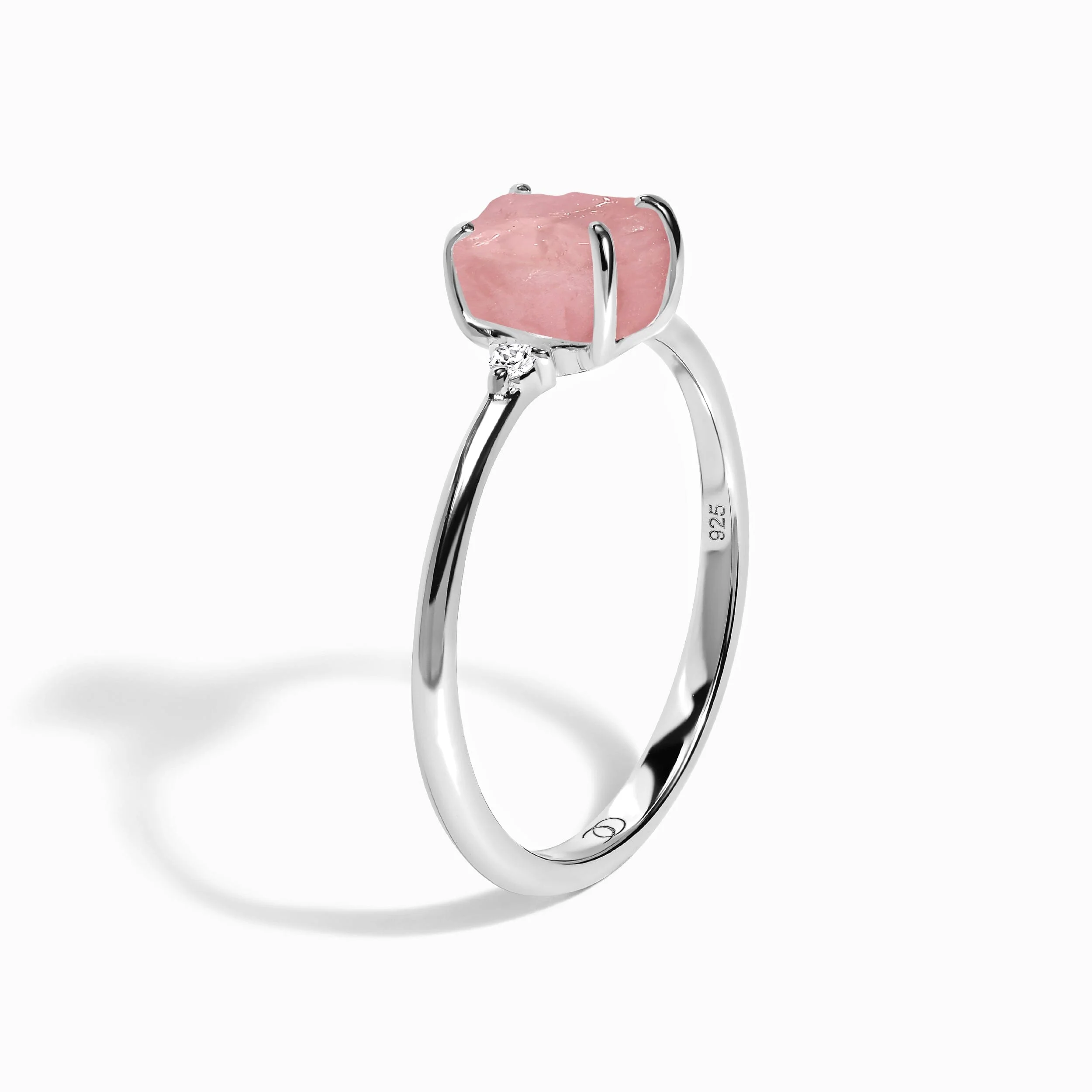 Fine Rose Quartz Lab Diamond Ring - Petite Raw Allure - Image 12