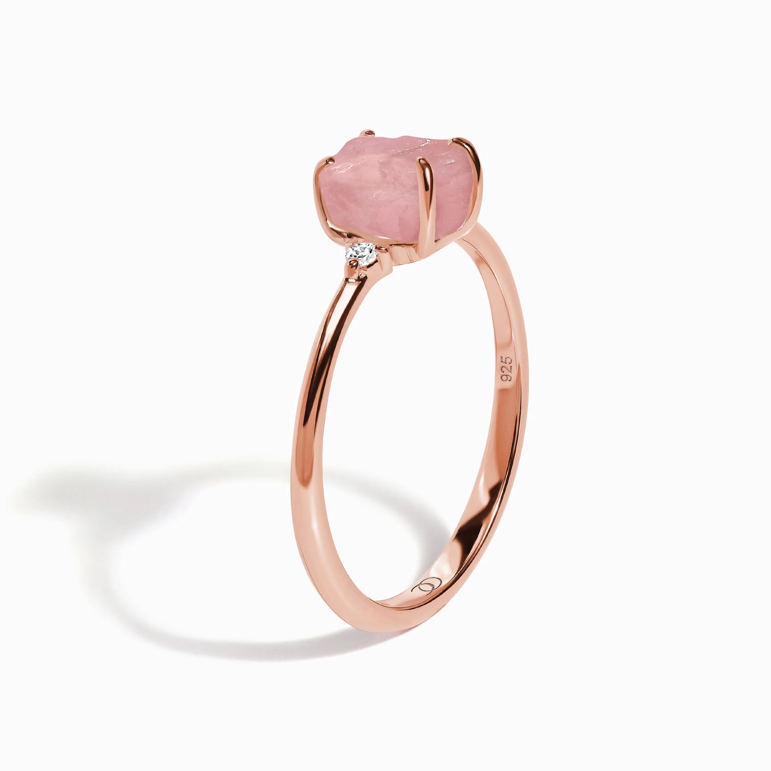 Fine Rose Quartz Lab Diamond Ring - Petite Raw Allure - Image 13