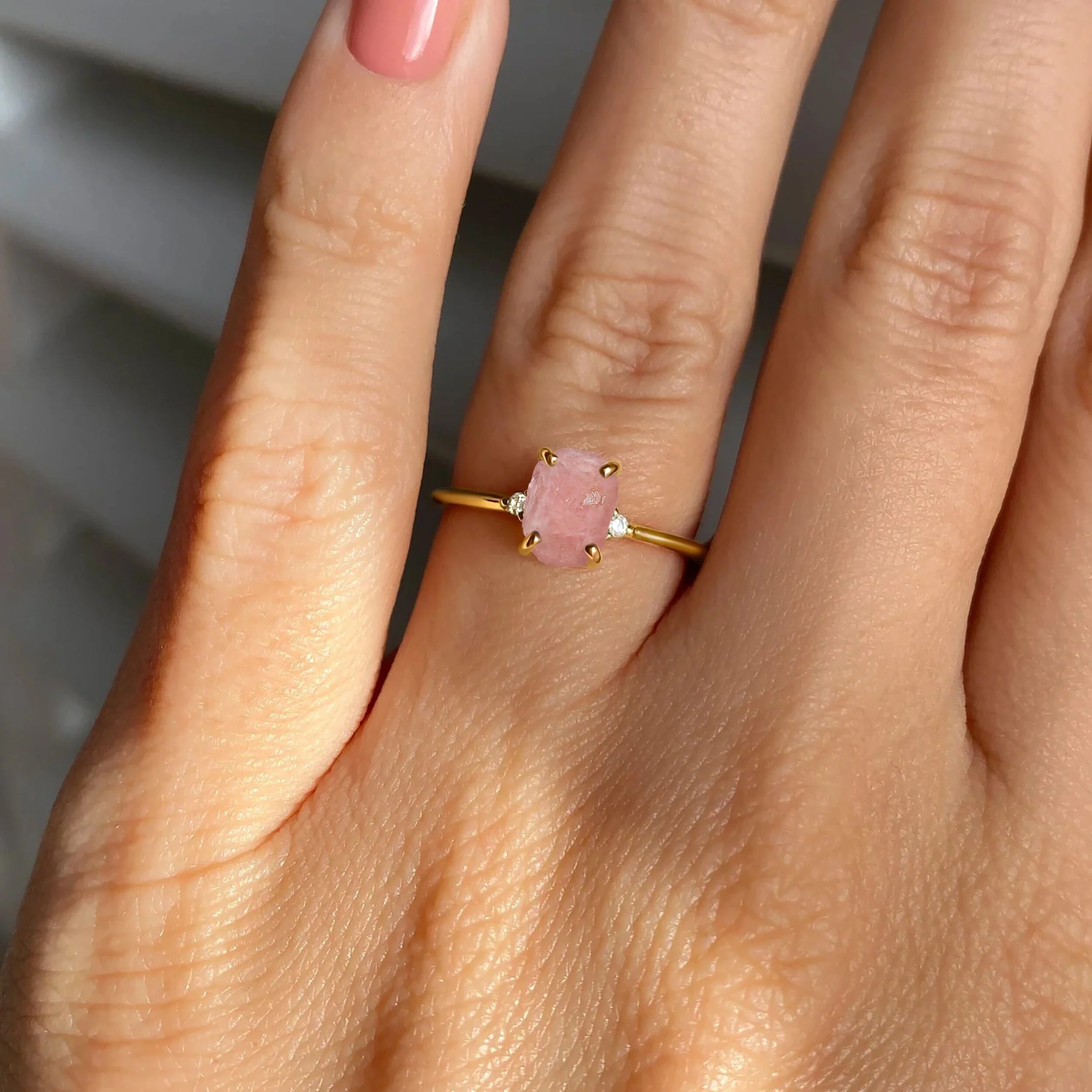 Rose Quartz Ring - Petite Raw Allure - Image 18