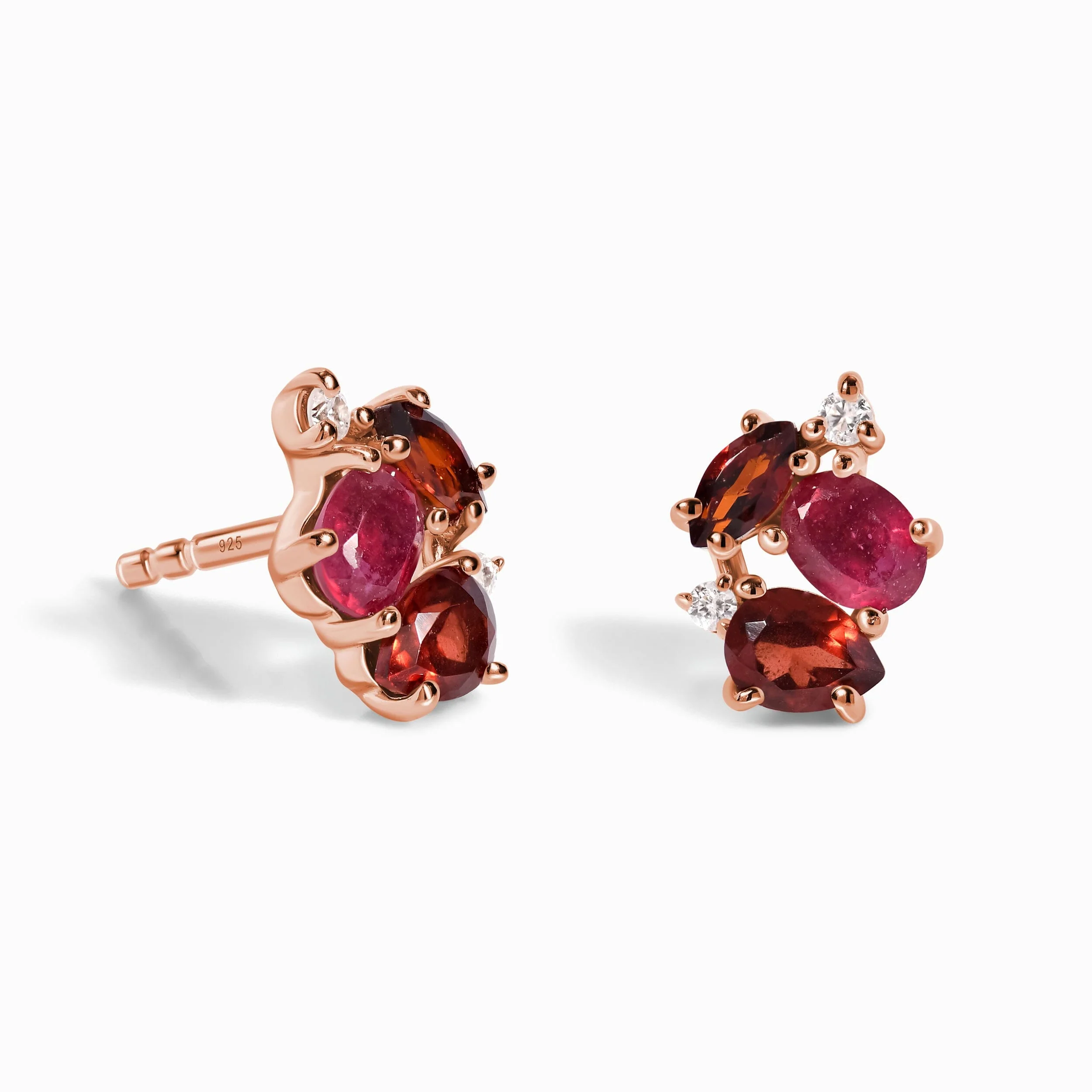 Fine Ruby Garnet Lab Diamond Earrings - Orion - Image 3