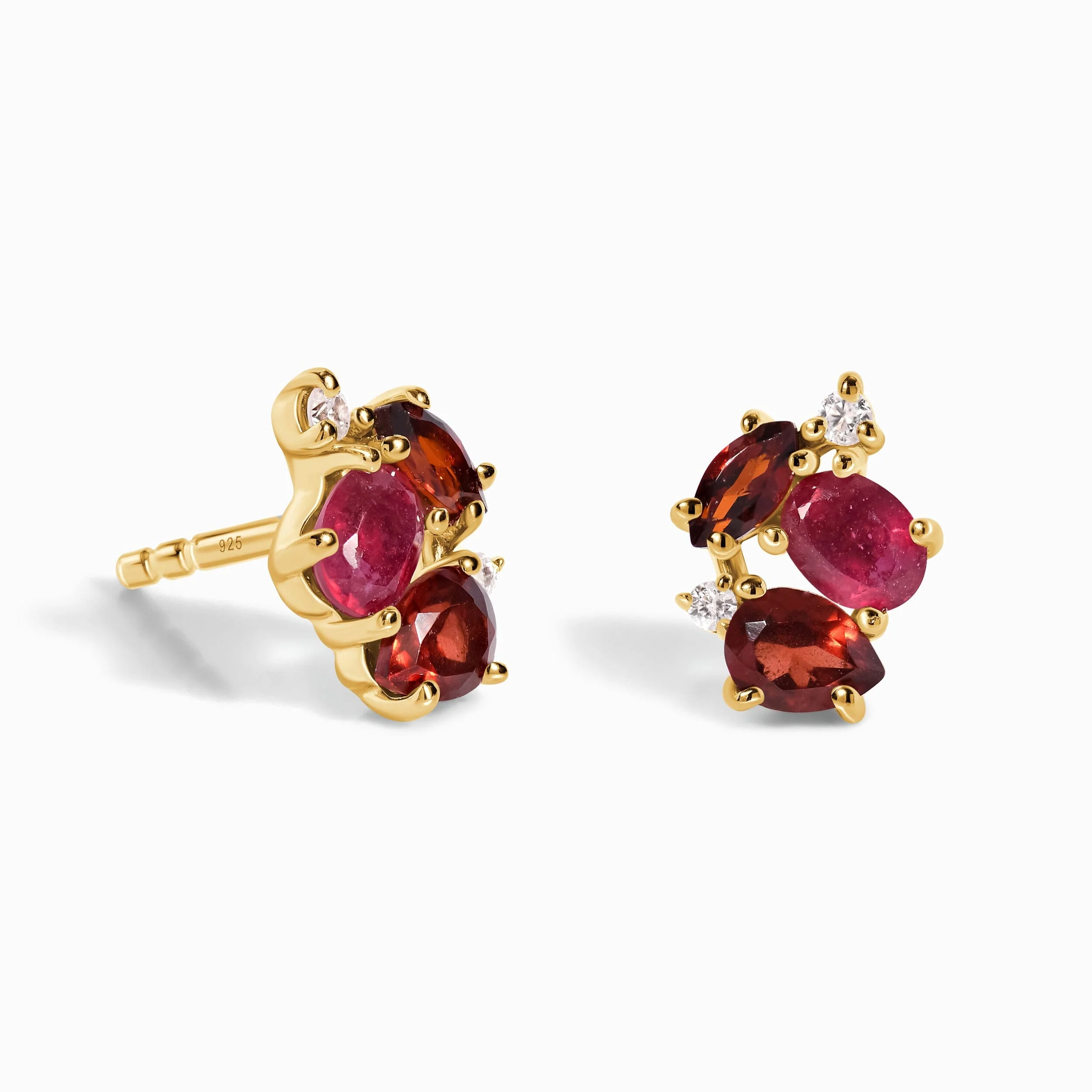 Fine Ruby Garnet Lab Diamond Earrings - Orion - Image 5