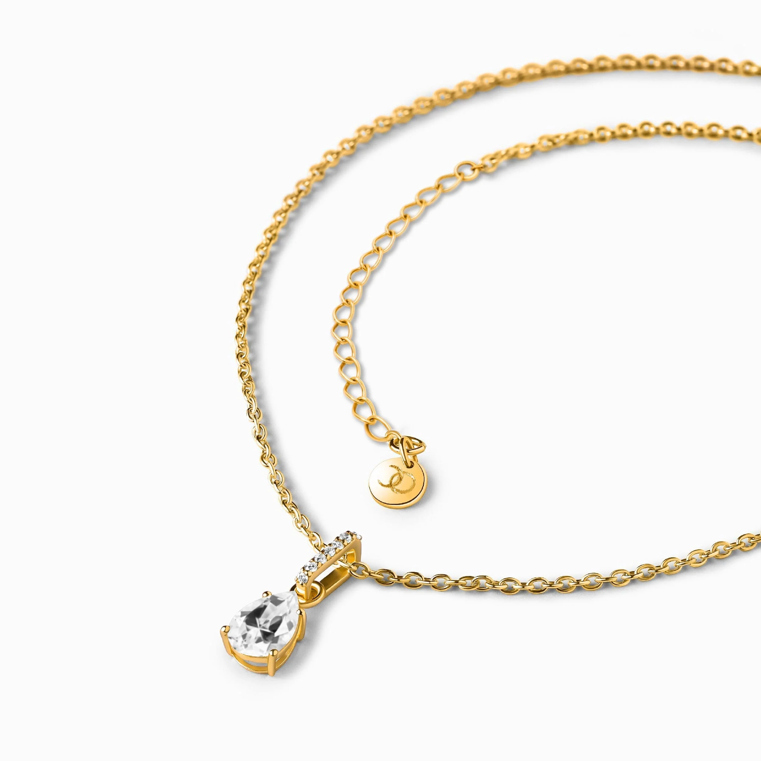 Fine White Topaz Lab Diamond Necklace Sway - April Birthstone - Image 10