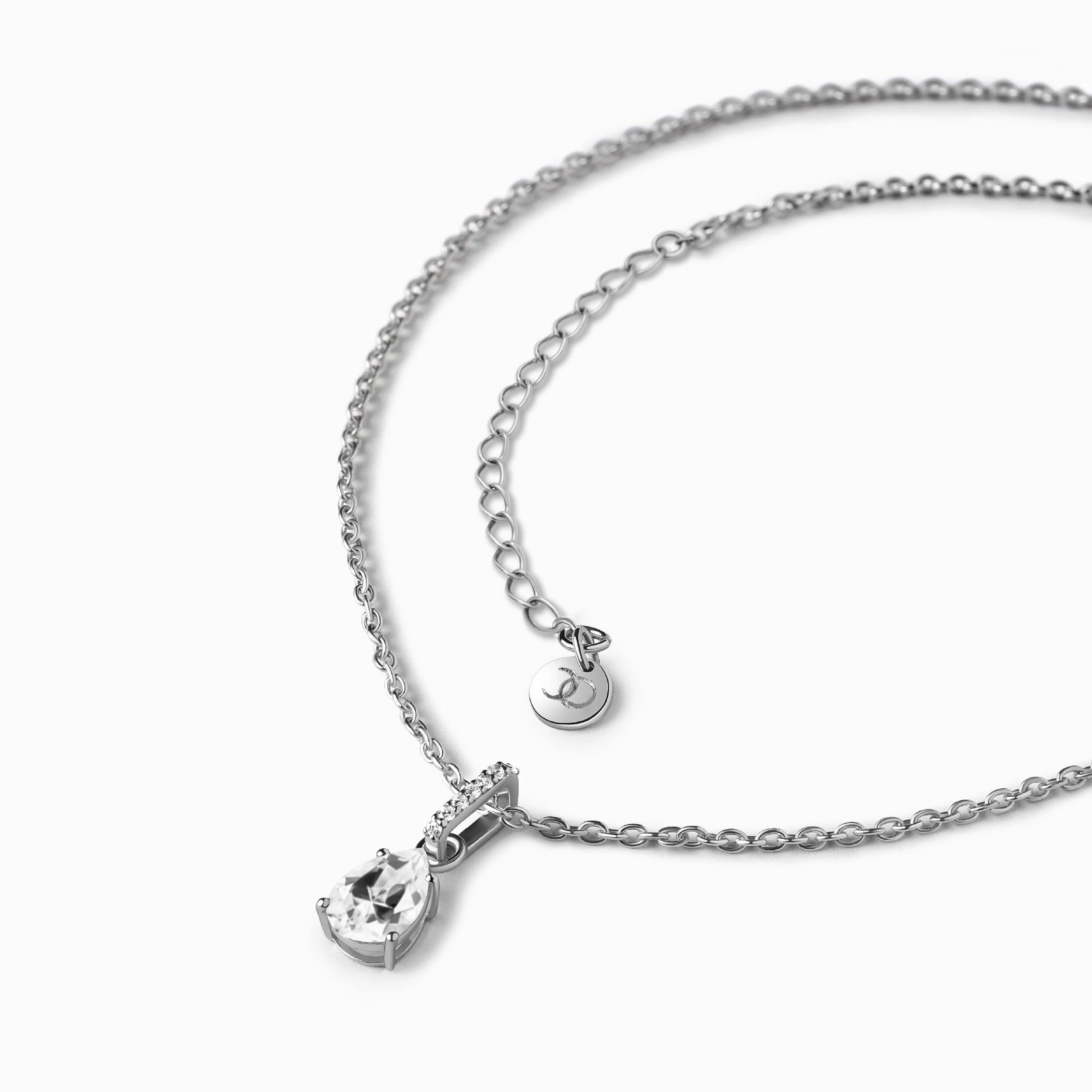 Fine White Topaz Lab Diamond Necklace Sway - April Birthstone - Image 8