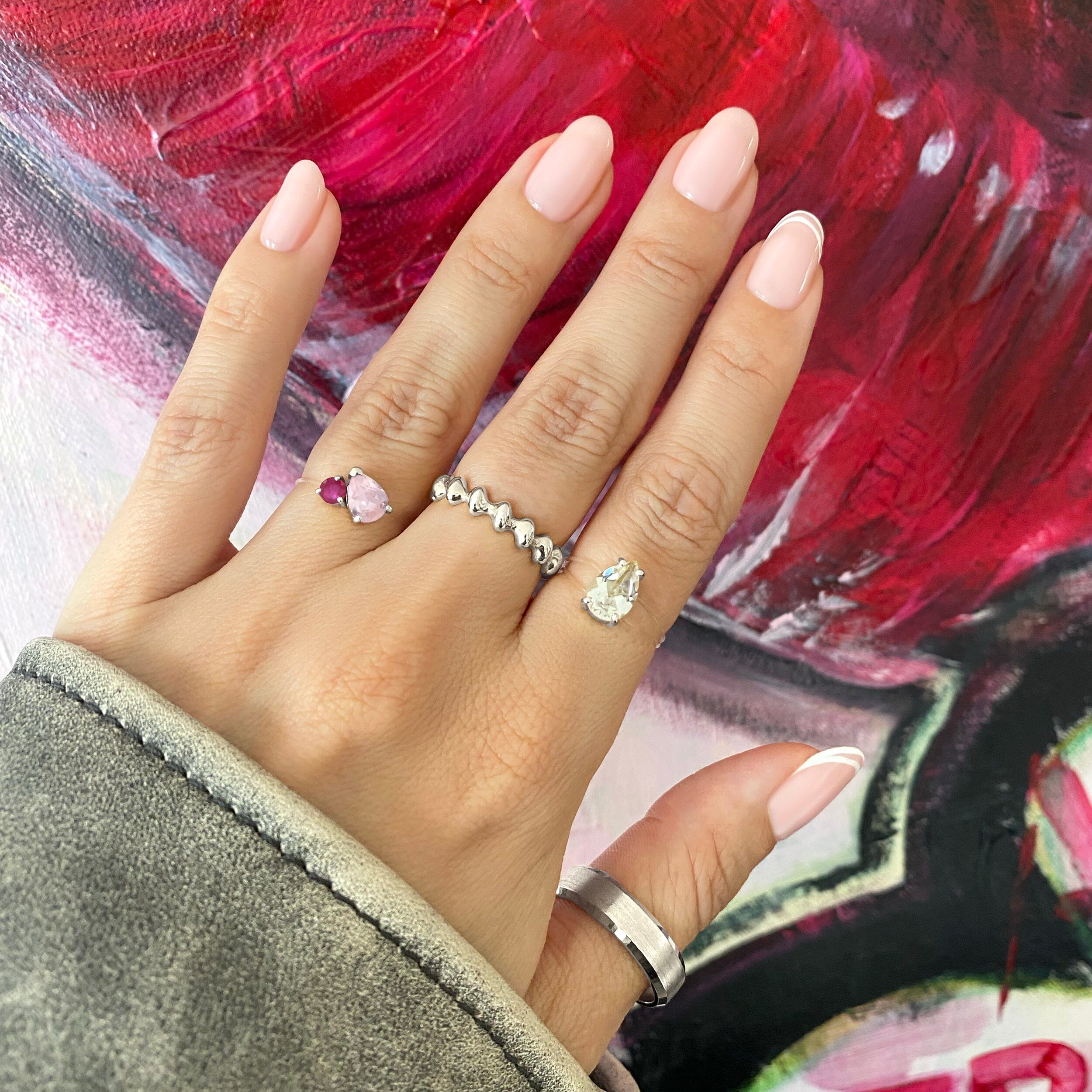 Floating Ring - Toi Et Moi Rose Quartz & Ruby - Image 11
