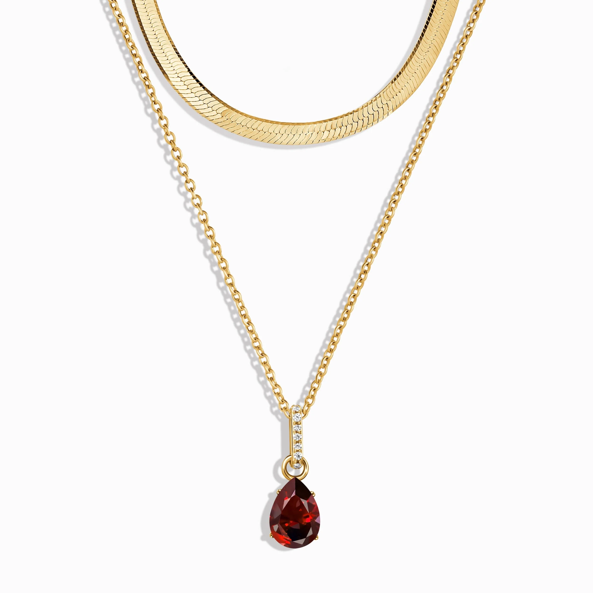 Garnet January Birthstone Sway Necklace & Herringbone Chain - Image 5
