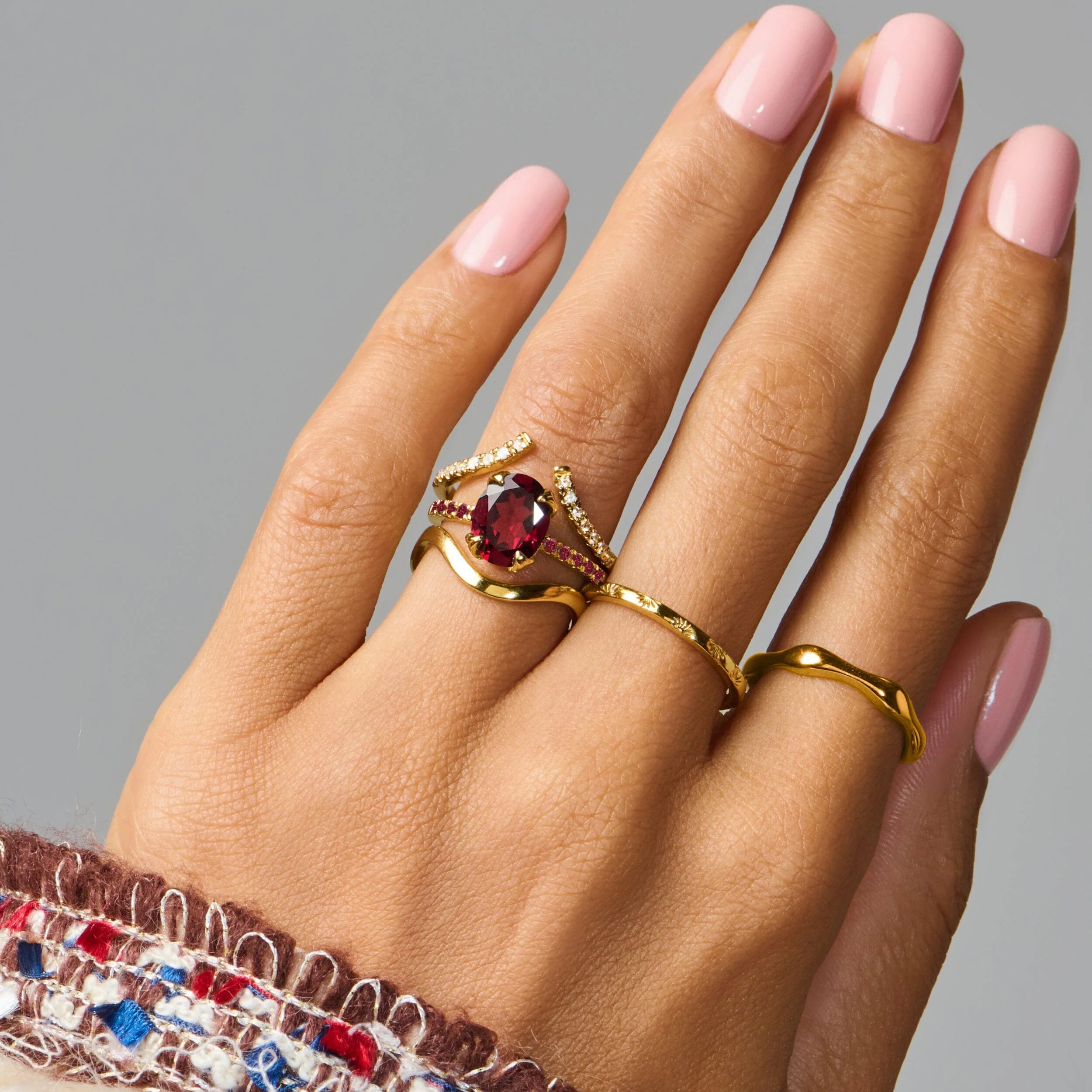 Garnet Ruby Harlow Ring & Waves Band - Image 19