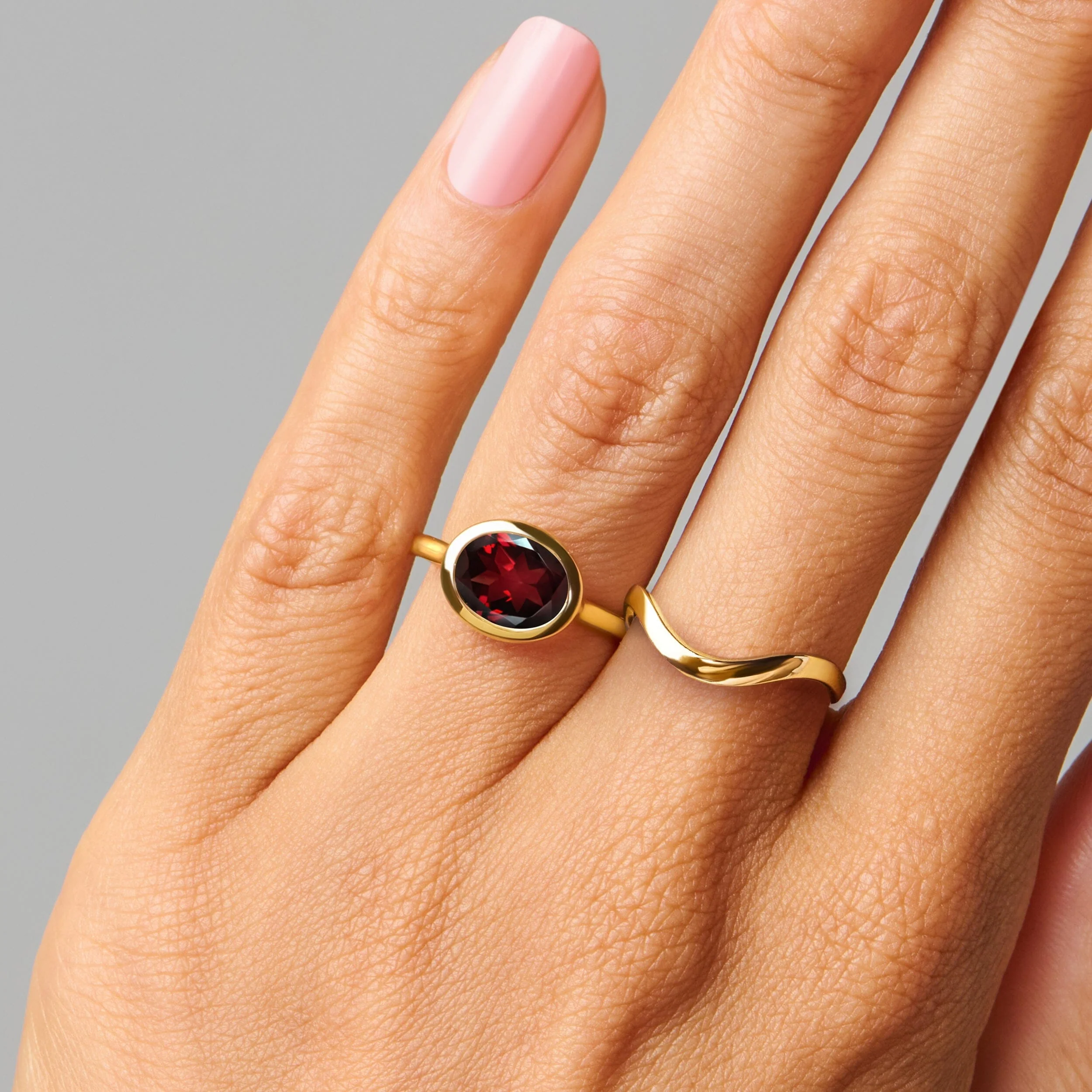 Garnet Skin Touch Ring & Waves Band - Image 18