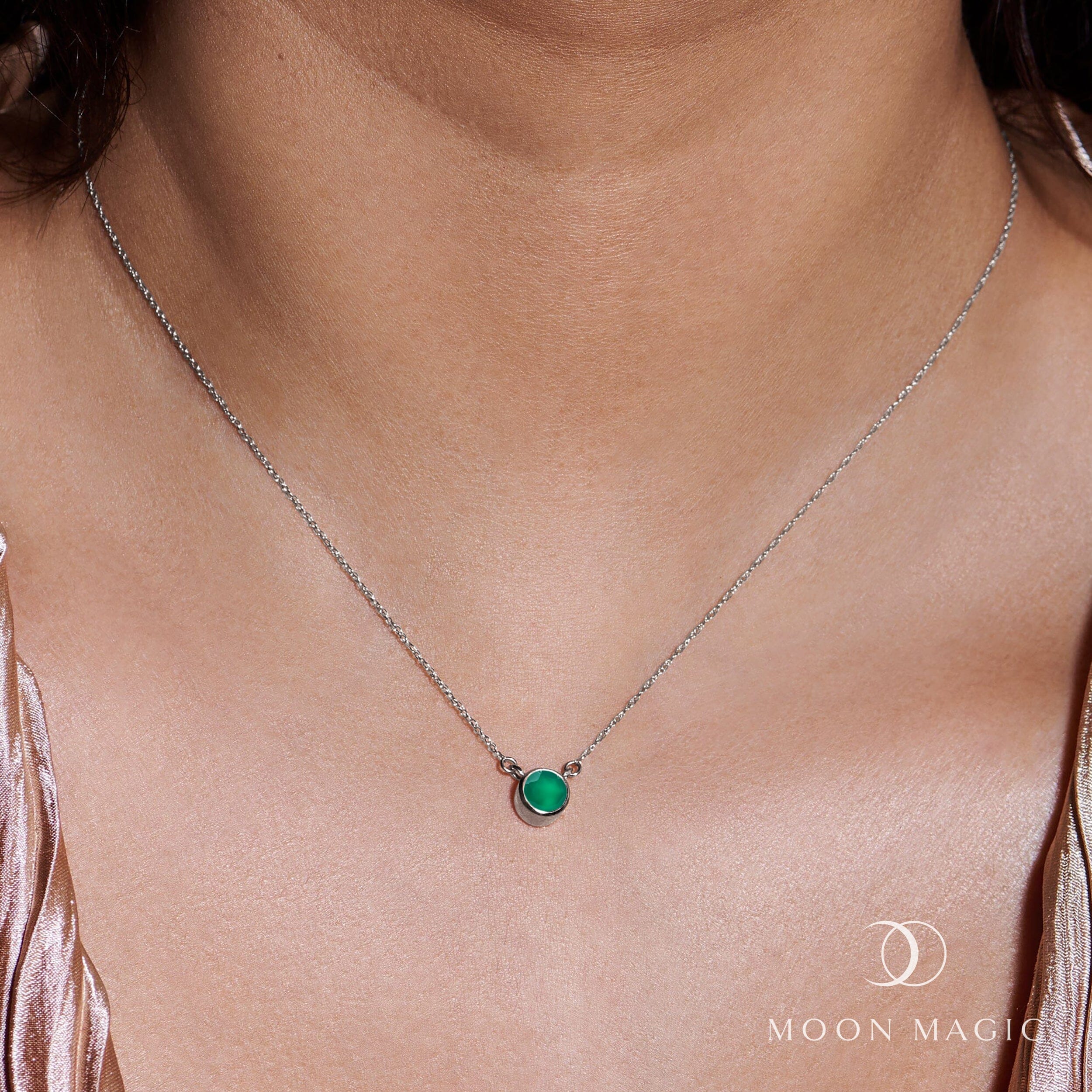 Green Onyx Necklace - Solitaire - Image 6