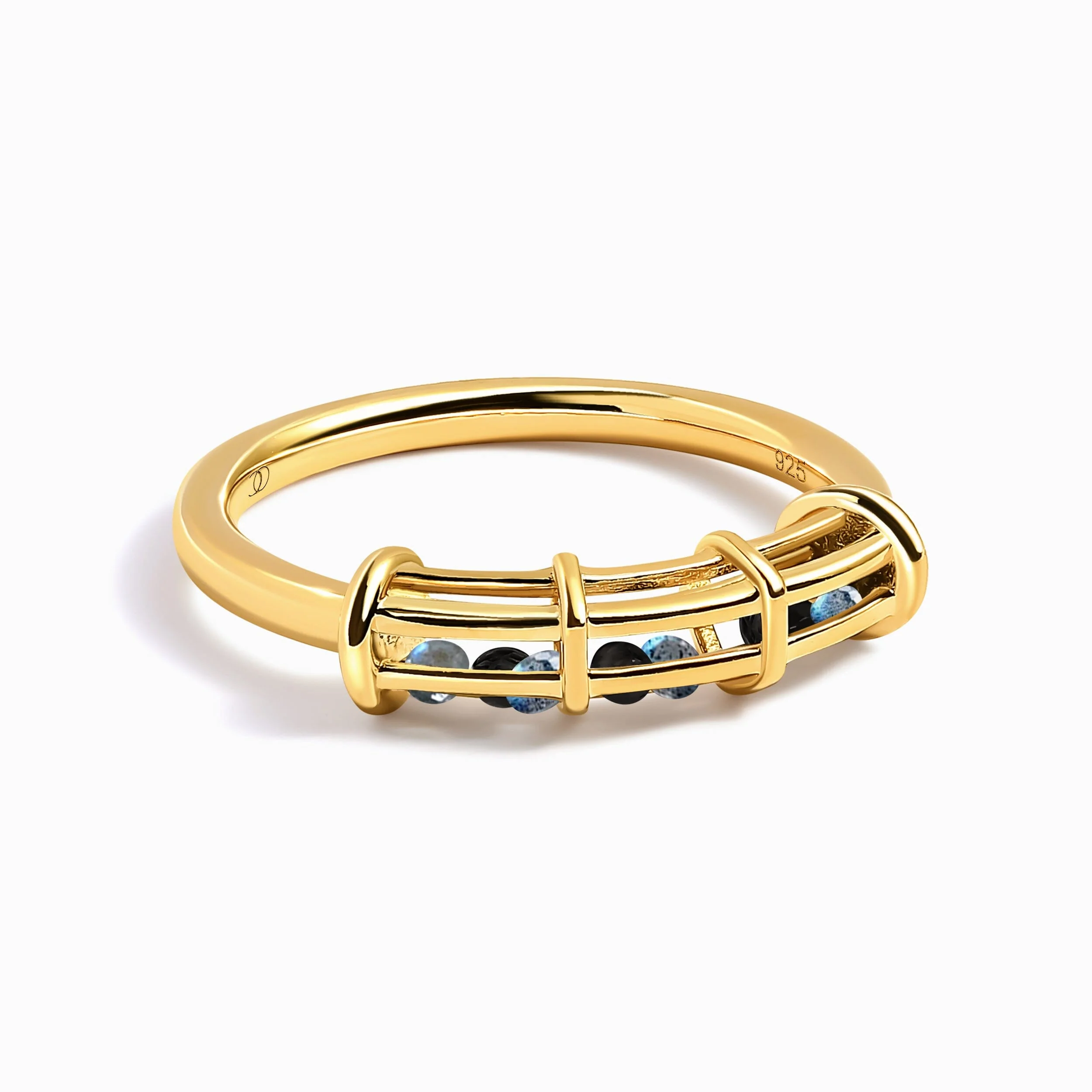 Labradorite Black Obsidian Fidget Ring - Motion Medicine - Image 5