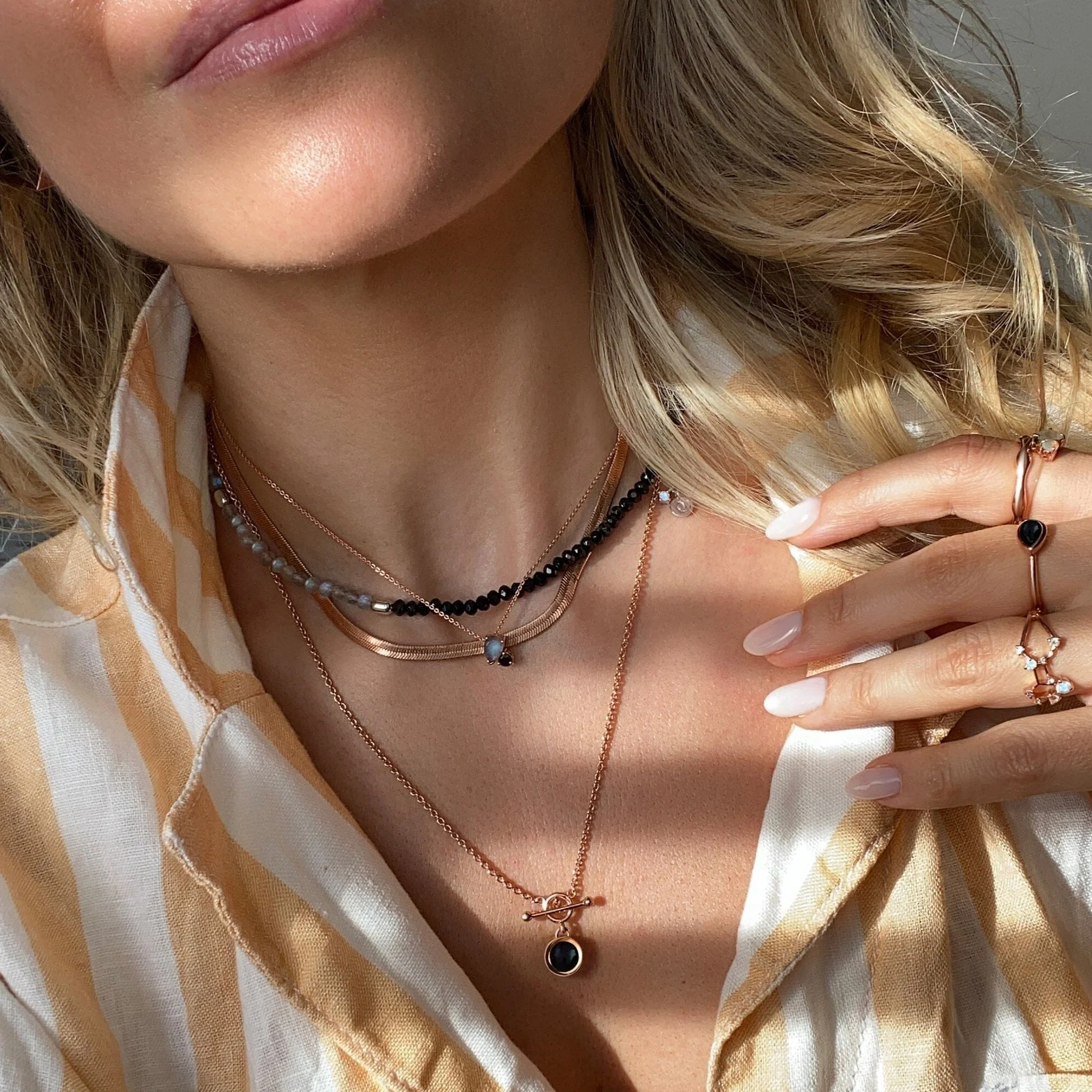 Labradorite & Black Obsidian - Toi Et Moi Necklace - Image 14