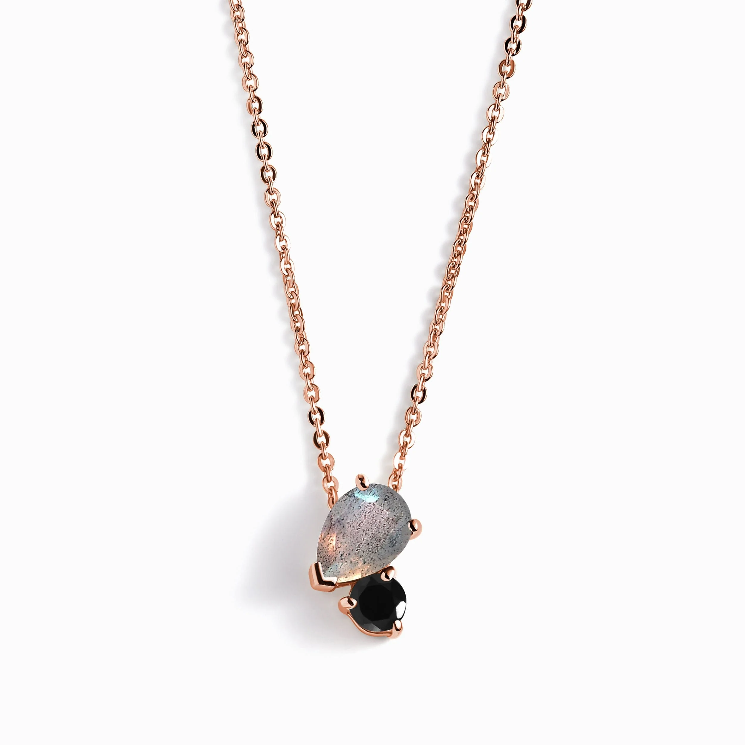 Labradorite & Black Obsidian - Toi Et Moi Necklace - Image 3