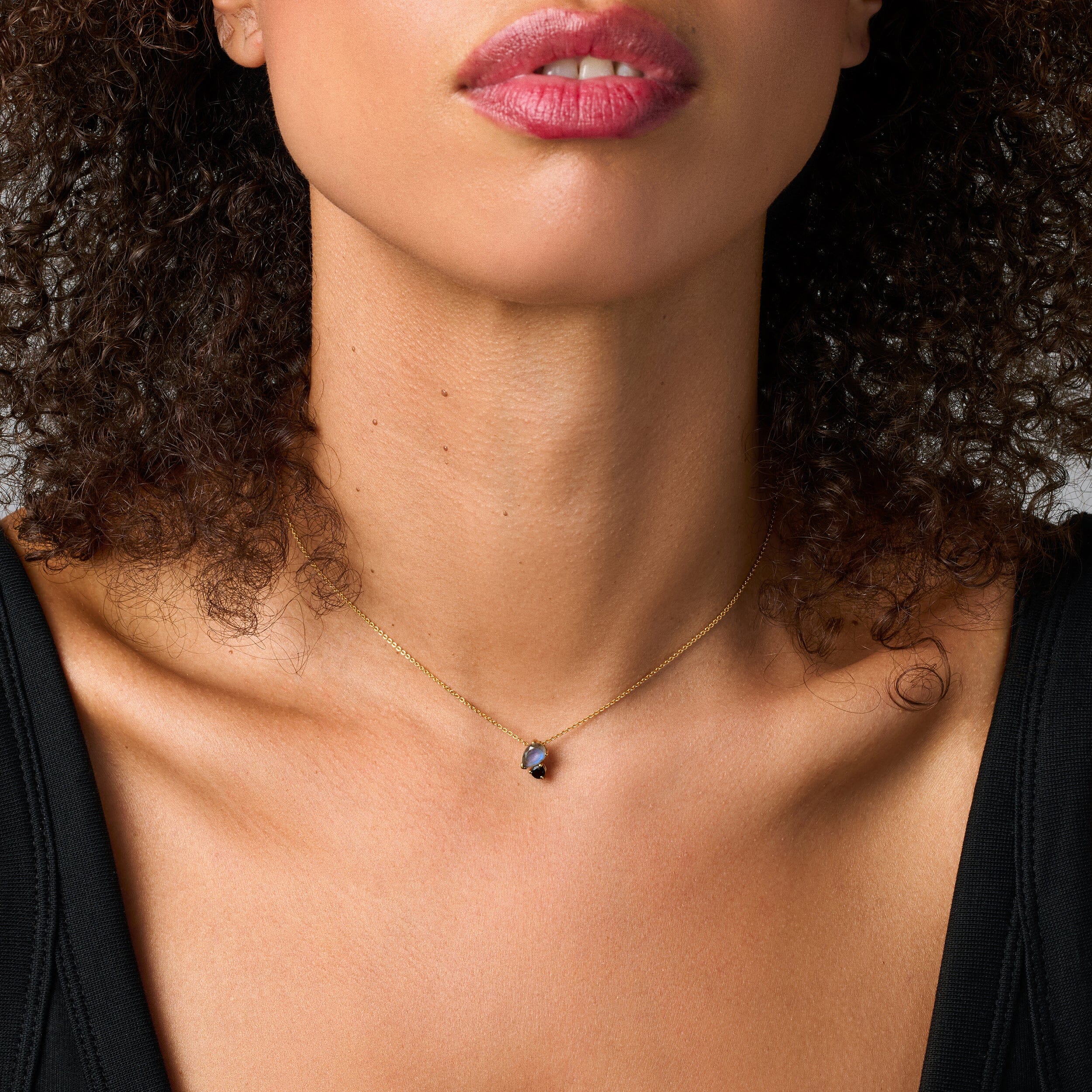 Labradorite & Black Obsidian - Toi Et Moi Necklace - Image 6