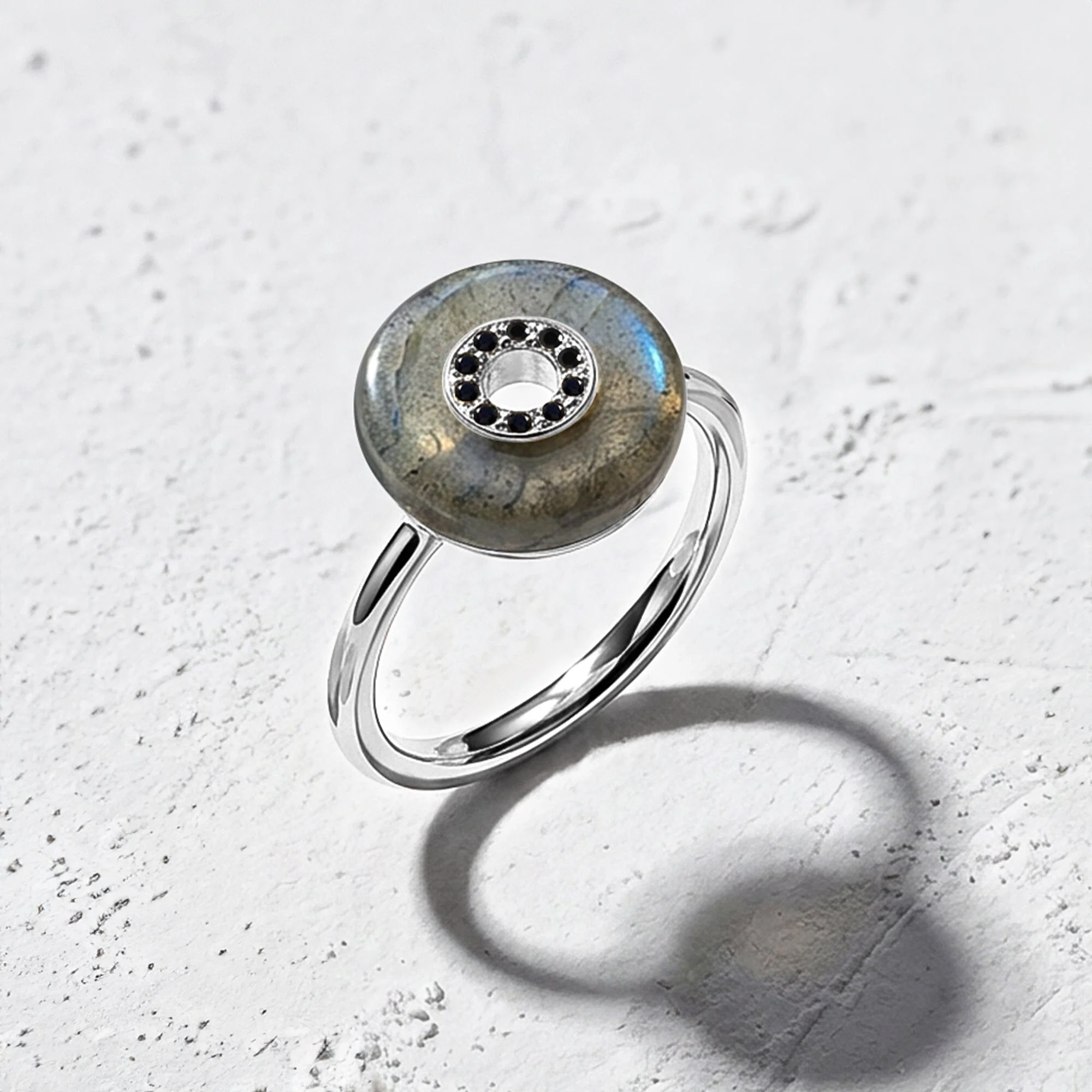 Labradorite Black Spinel Fidget Ring - Liora - Image 27