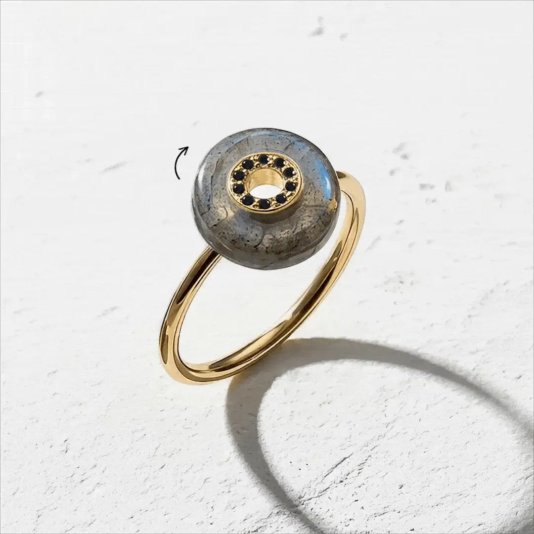 Labradorite Black Spinel Fidget Ring - Liora - Image 30