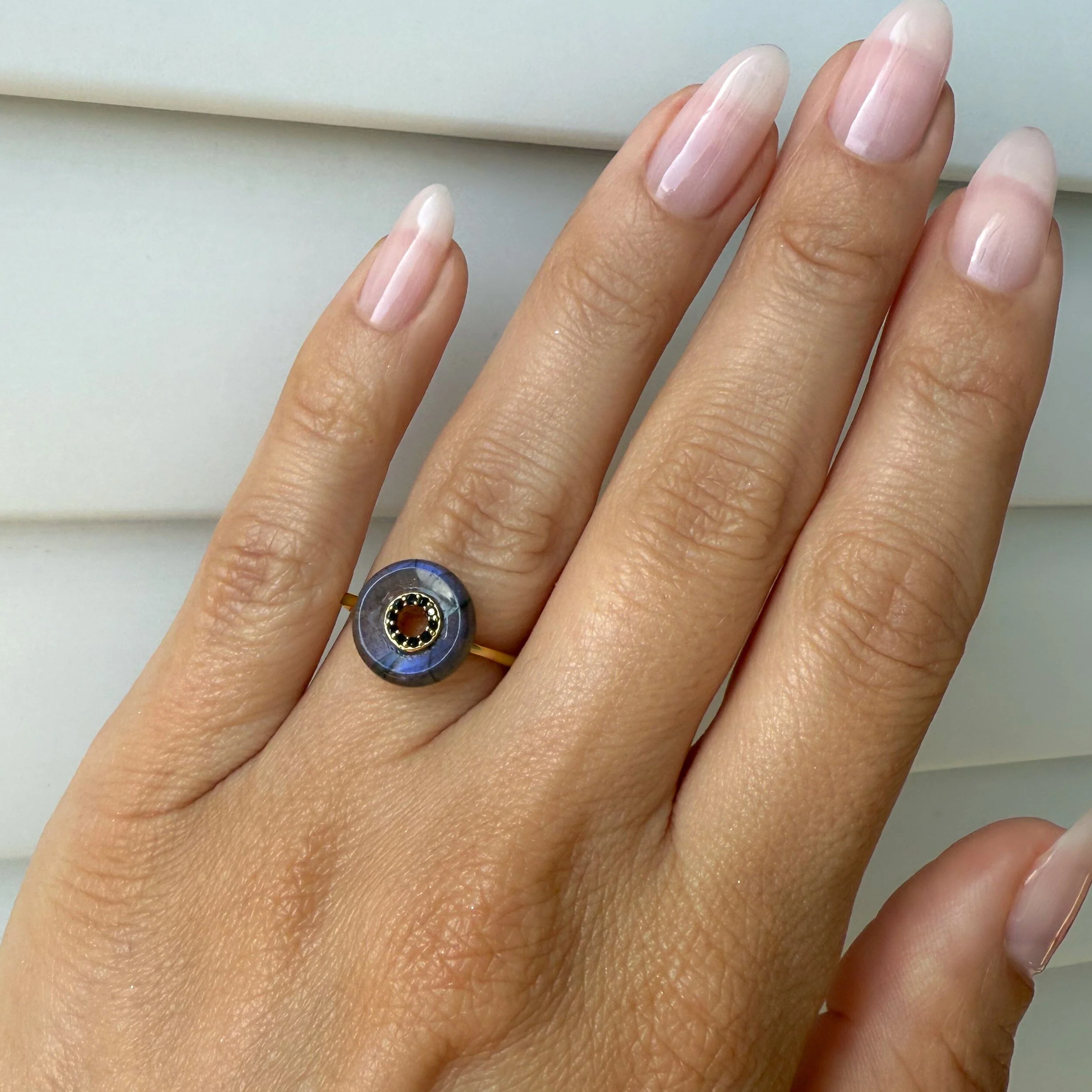 Labradorite Black Spinel Fidget Ring - Liora - Image 6