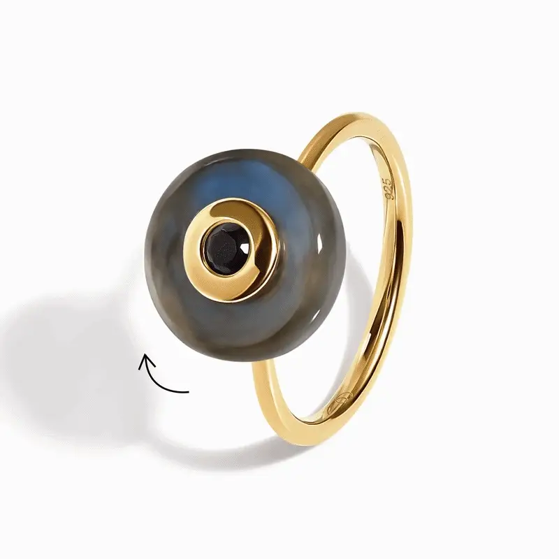 Labradorite Black Spinel Fidget Ring - Ora - Image 5