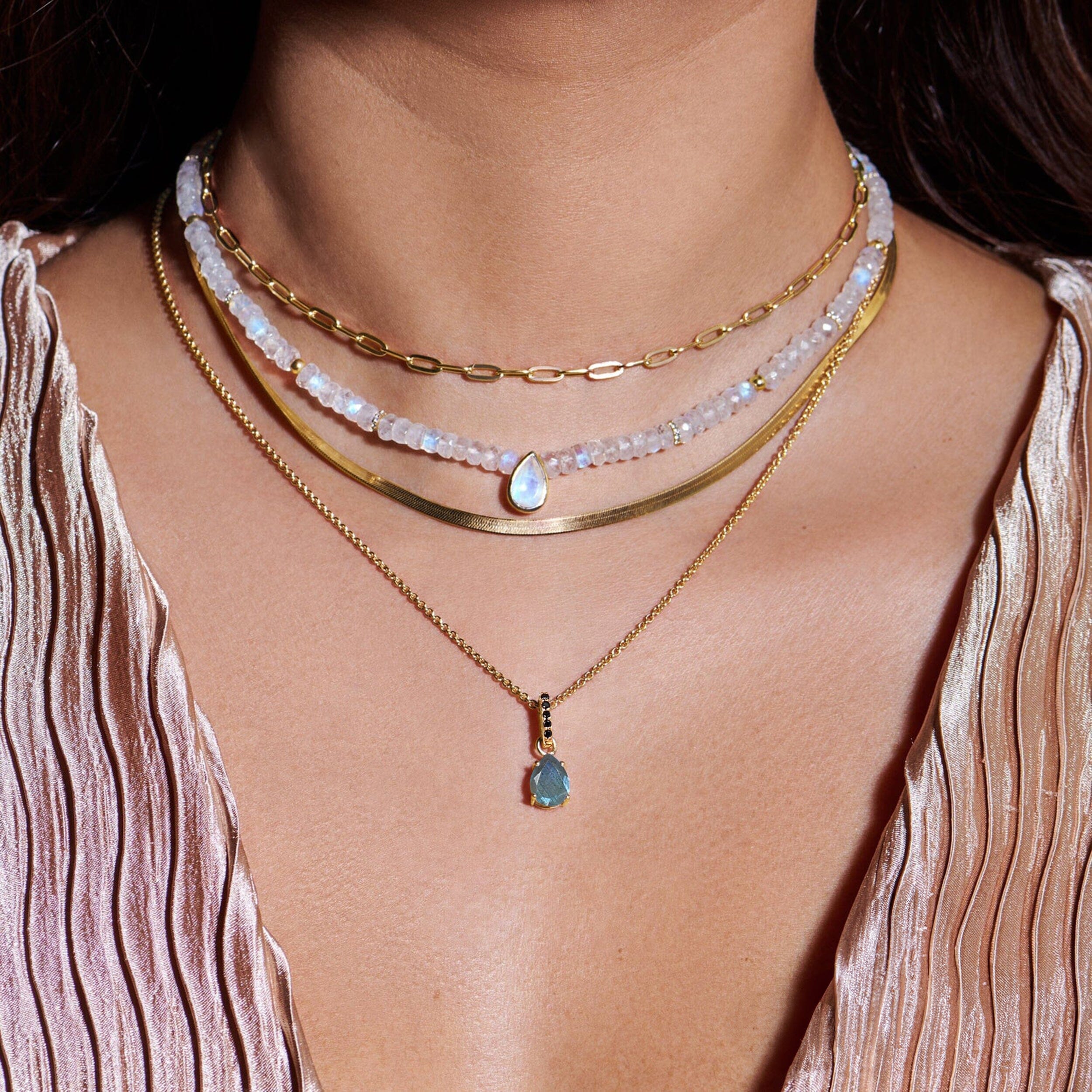 Labradorite Black Spinel Necklace - Sway - Image 11