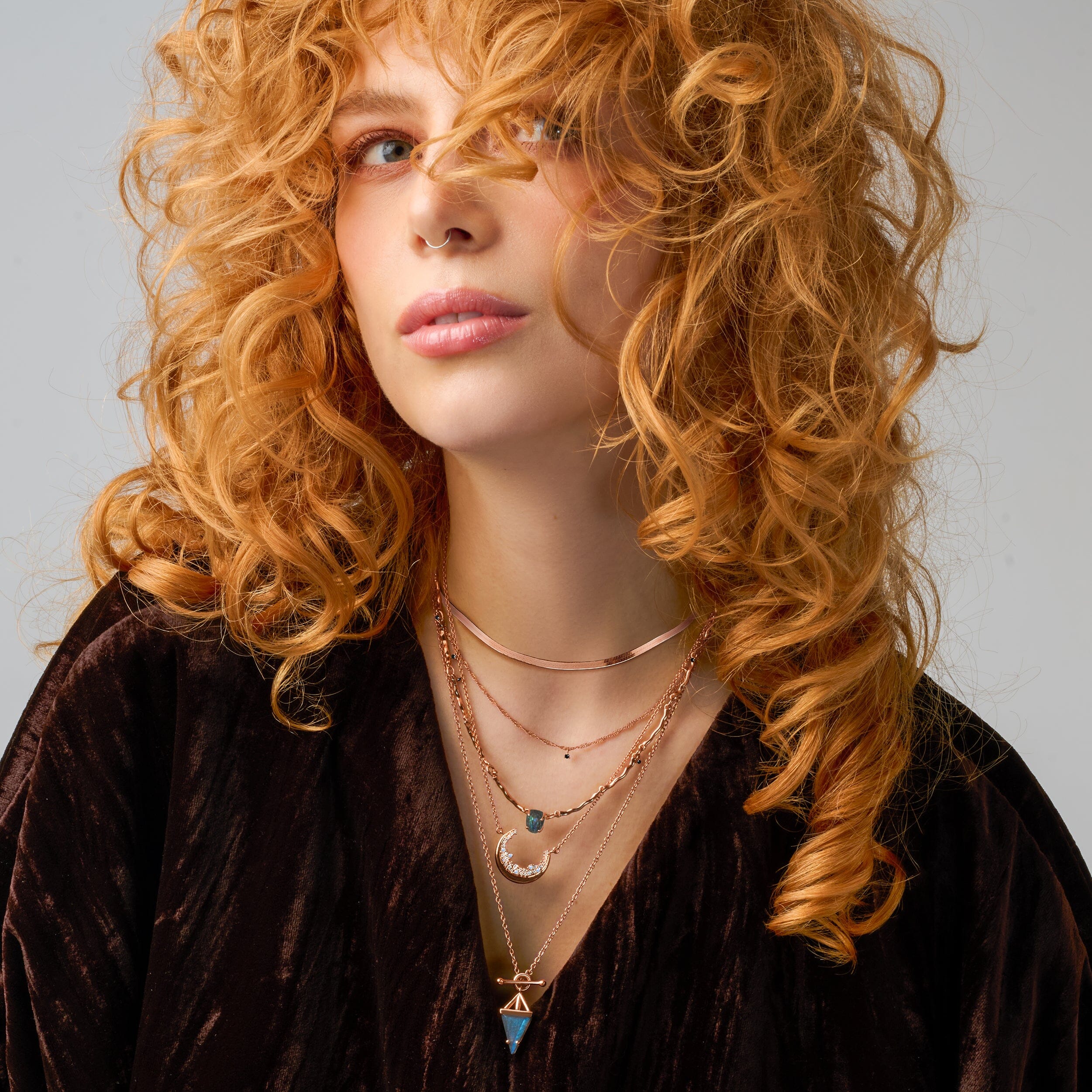 Labradorite Flowing Necklace & Herringbone Chain - Image 10