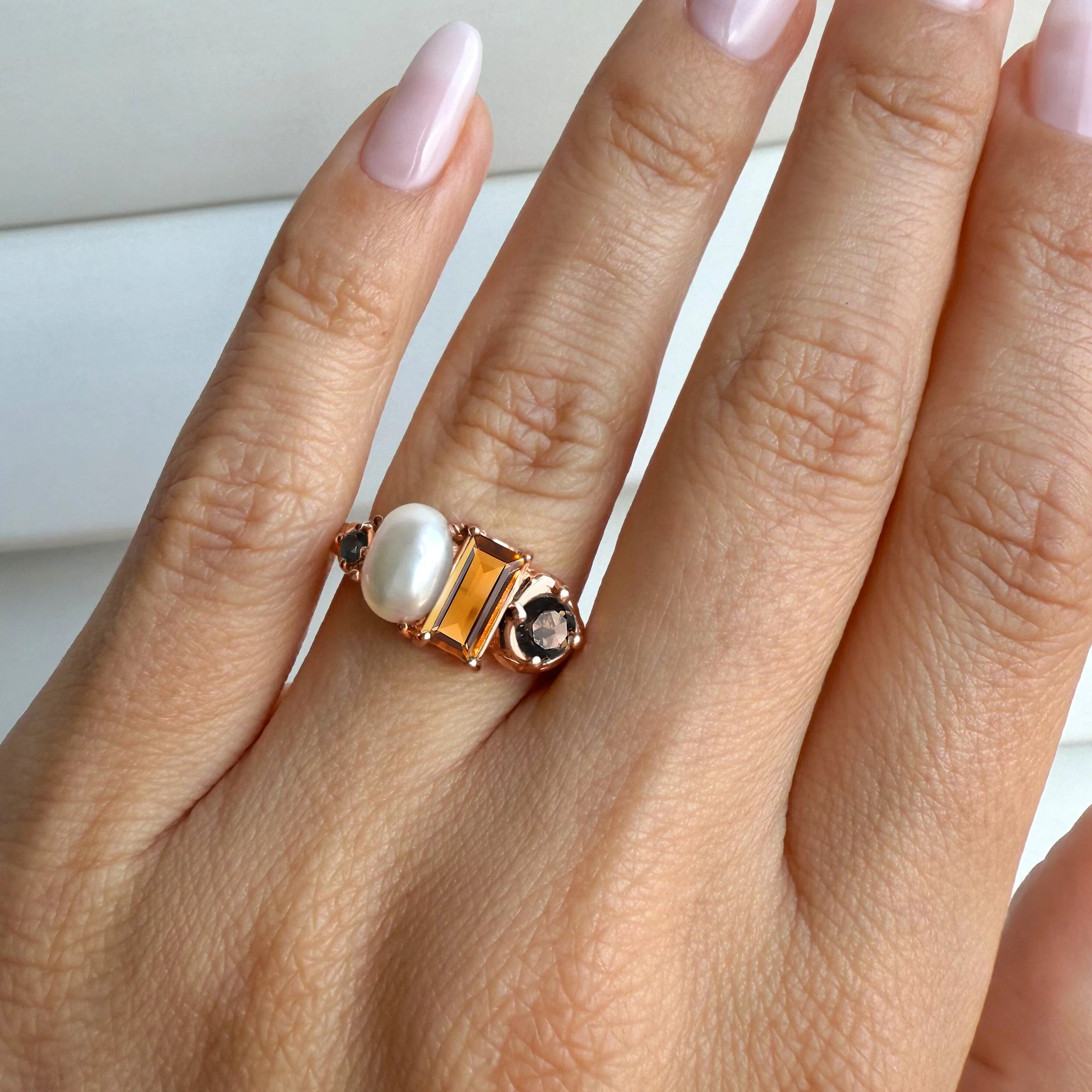 Madeira Citrine Pearl Ring - Treasure - Image 4