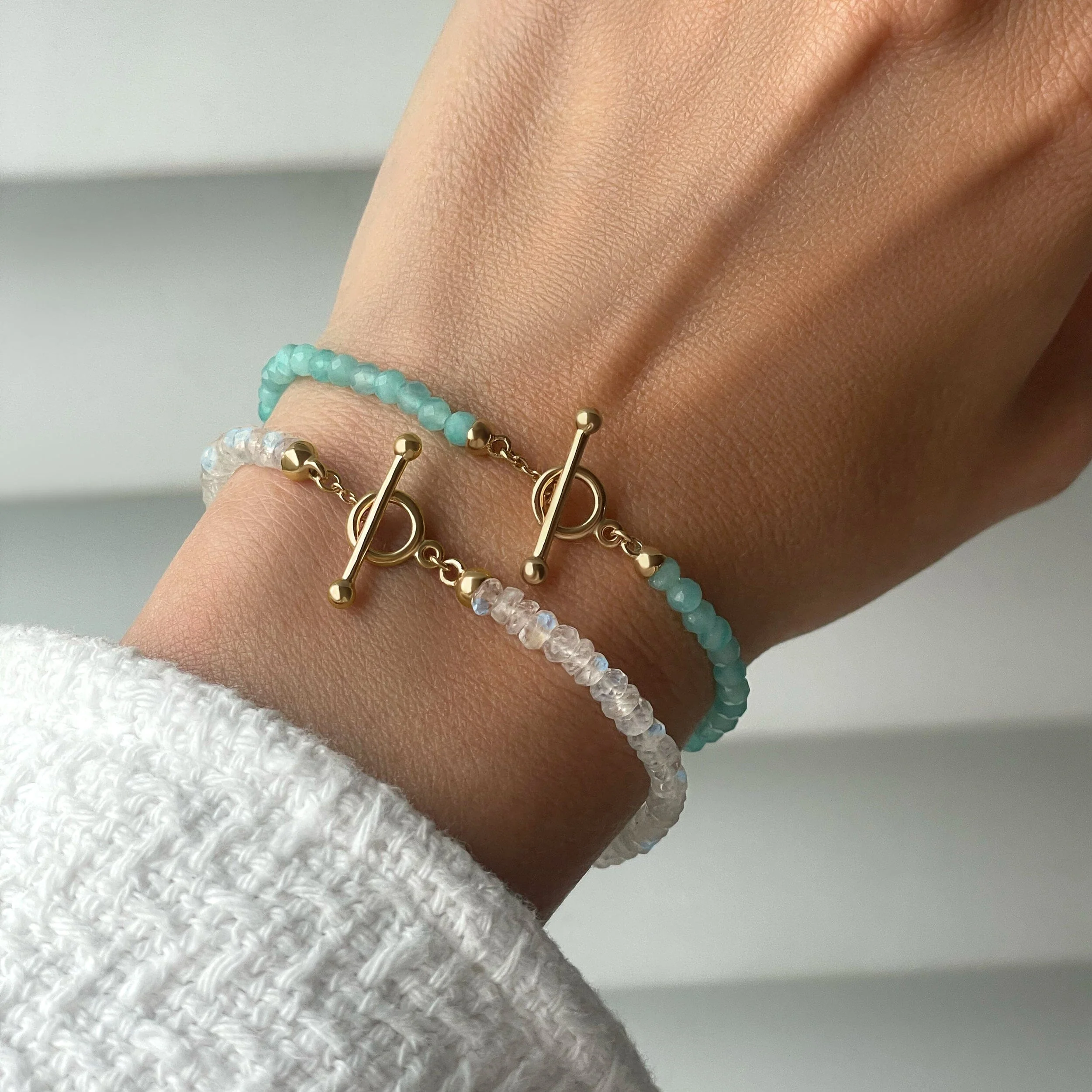 Moonstone & Amazonite Bracelet Stack - Abundance - Image 6