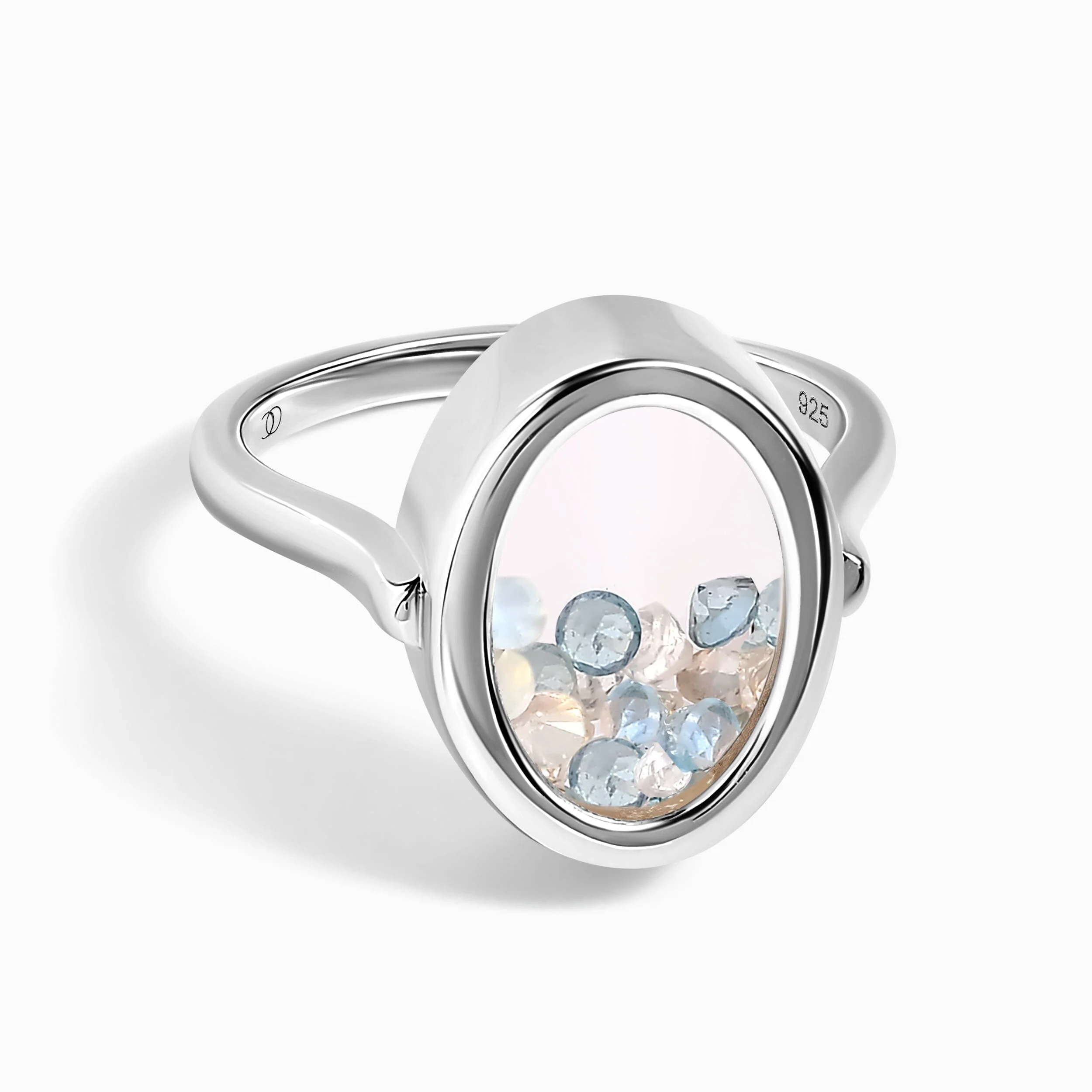 Moonstone Aquamarine Ring - Halo of Calm