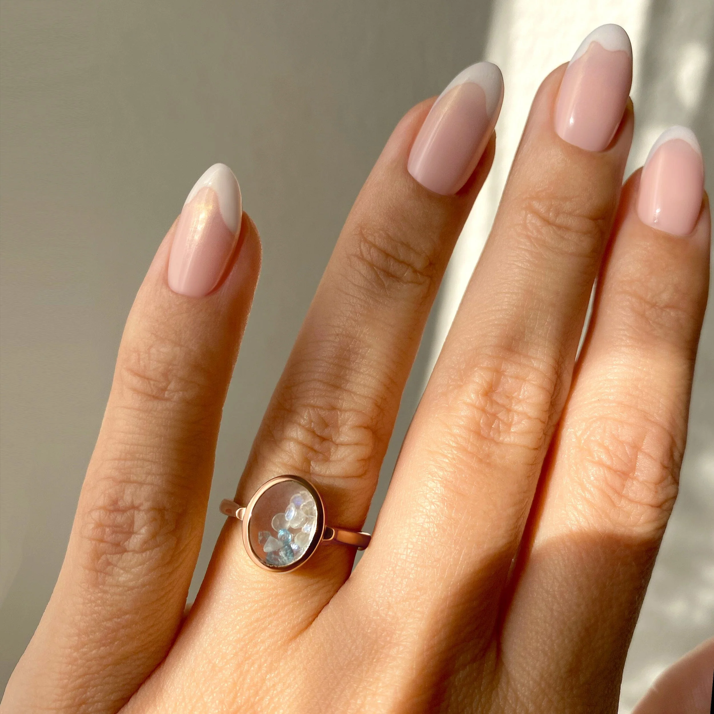 Moonstone Aquamarine Ring - Halo of Calm - Image 5