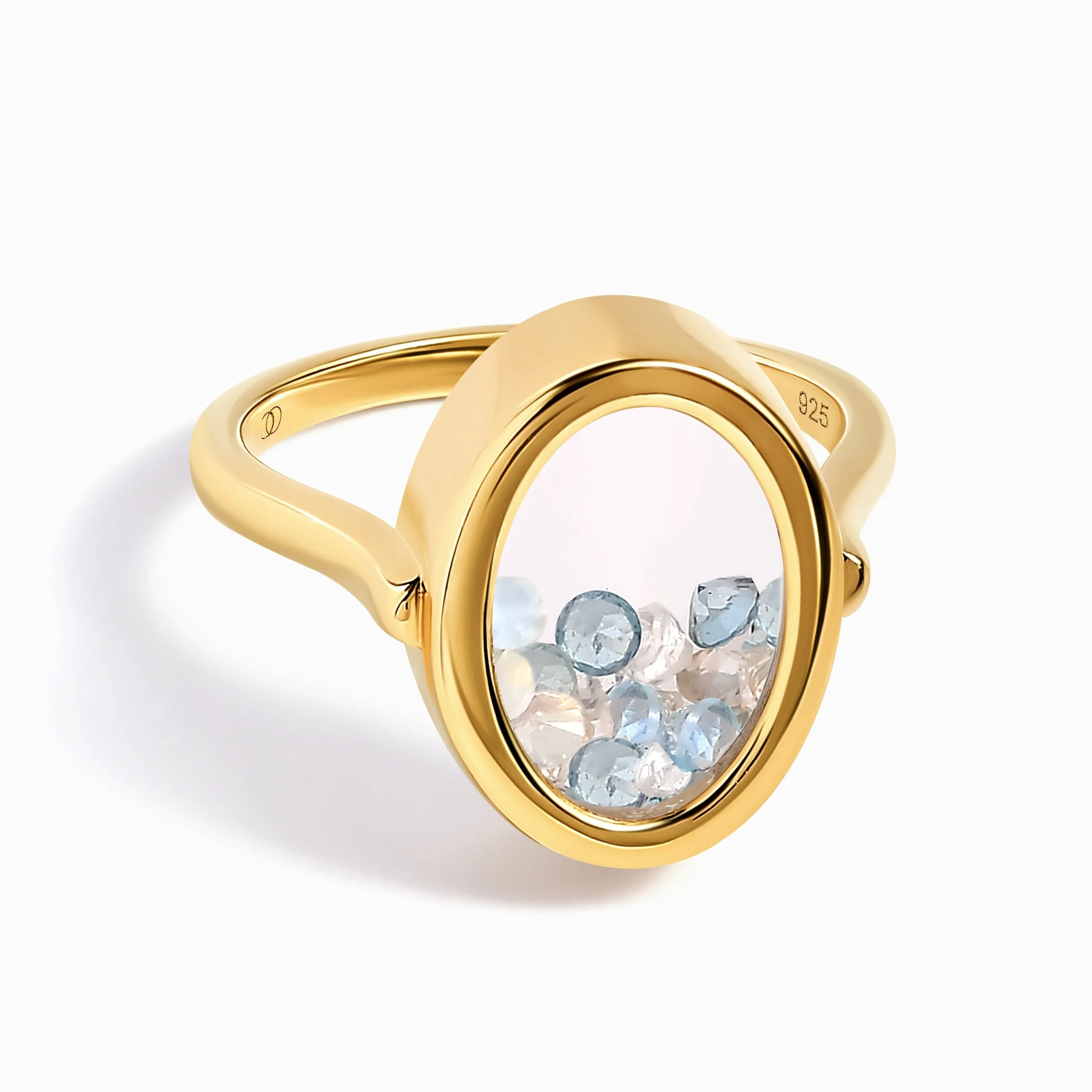Moonstone Aquamarine Ring - Halo of Calm - Image 6