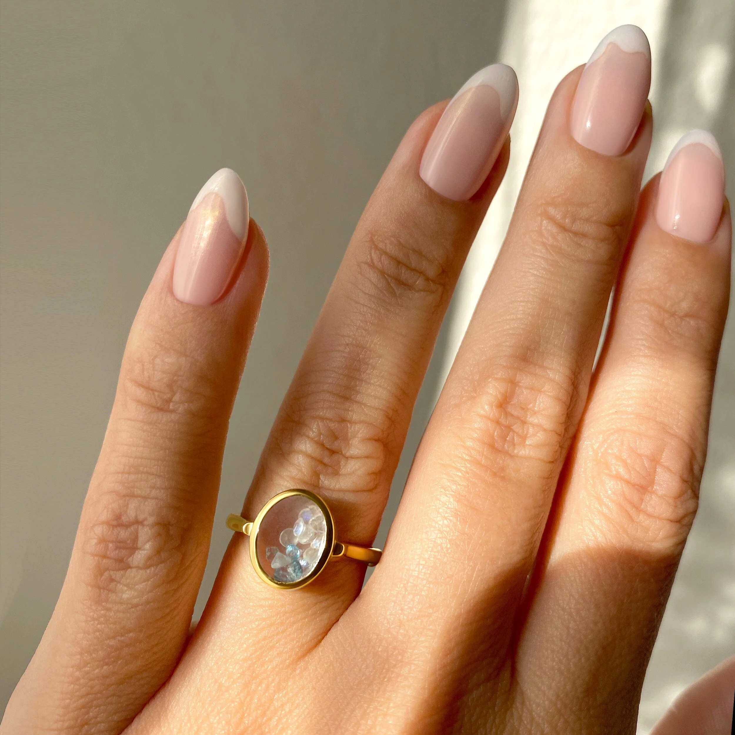 Moonstone Aquamarine Ring - Halo of Calm - Image 7