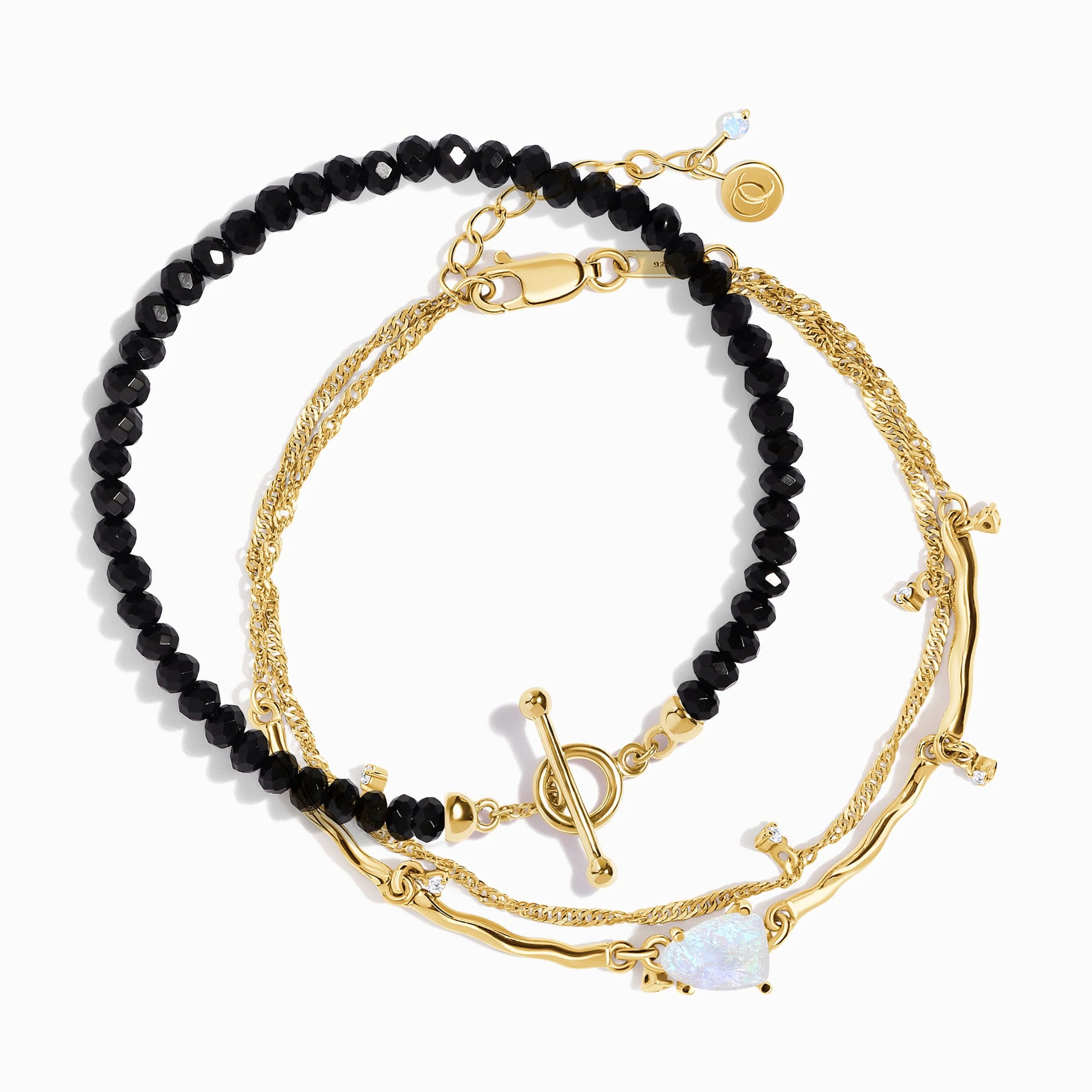 Moonstone & Black Obsidian Bracelet Stack - Energy Armor - Image 5