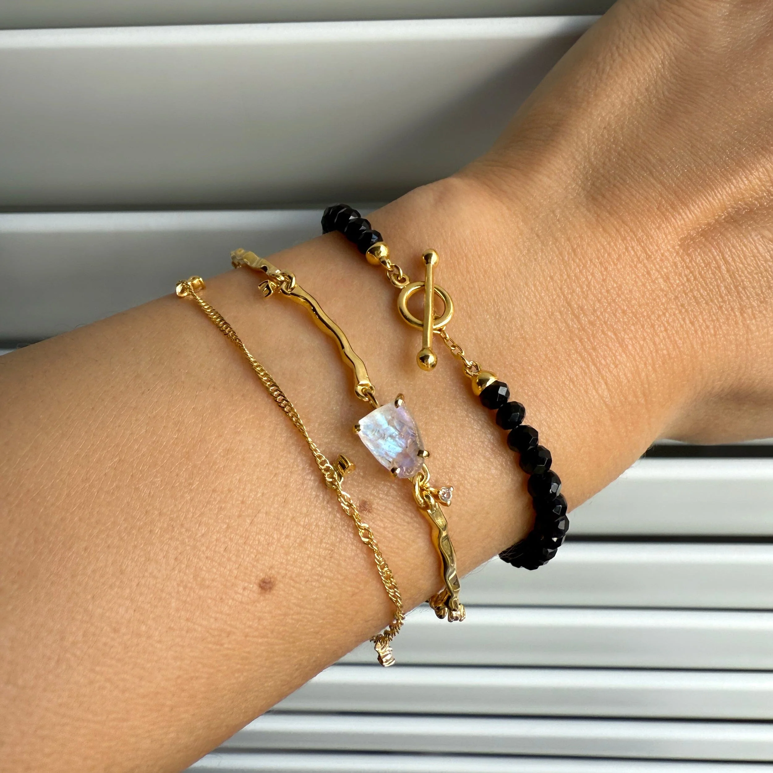 Moonstone & Black Obsidian Bracelet Stack - Energy Armor - Image 6