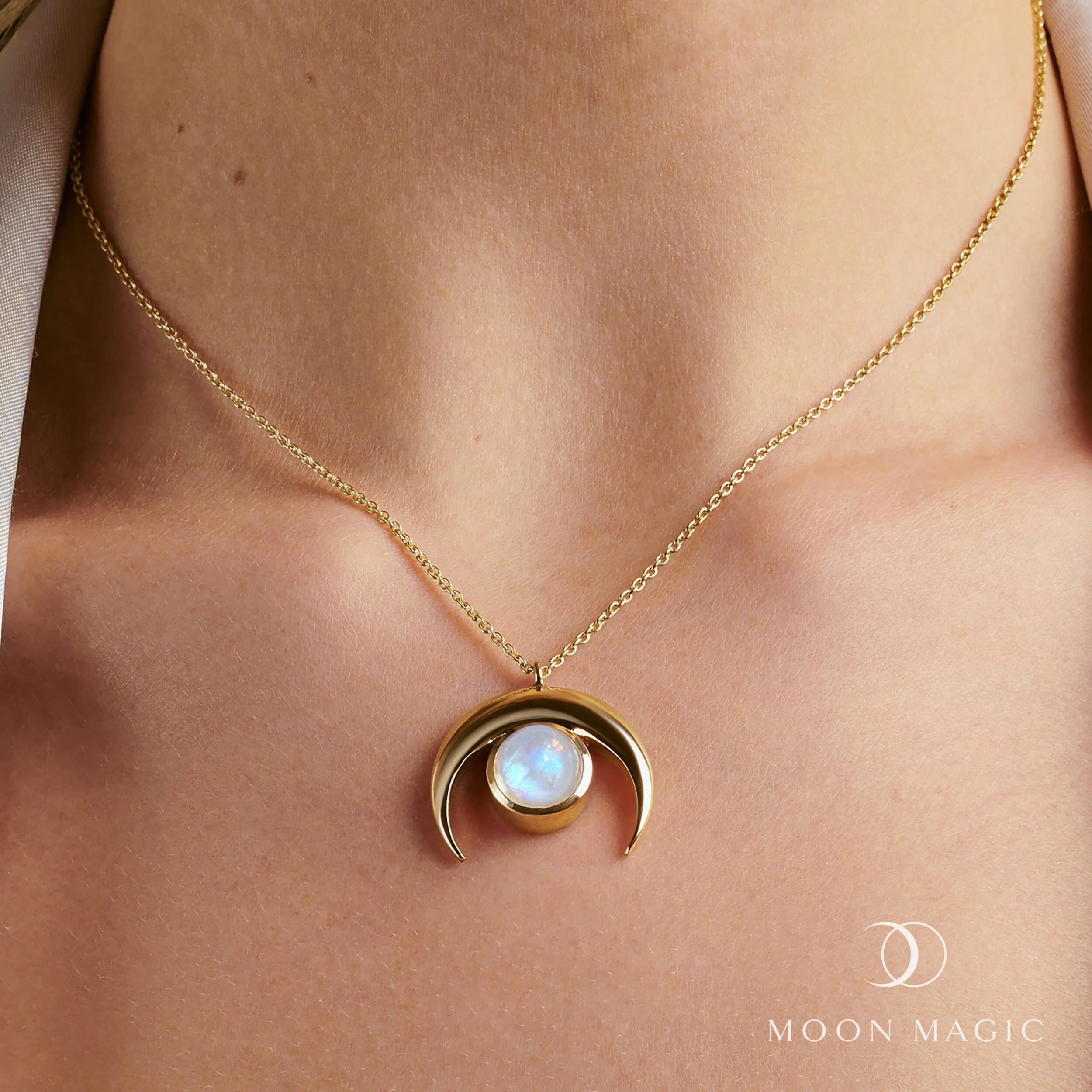 Moonstone Necklace - Crescent Moon - Image 6