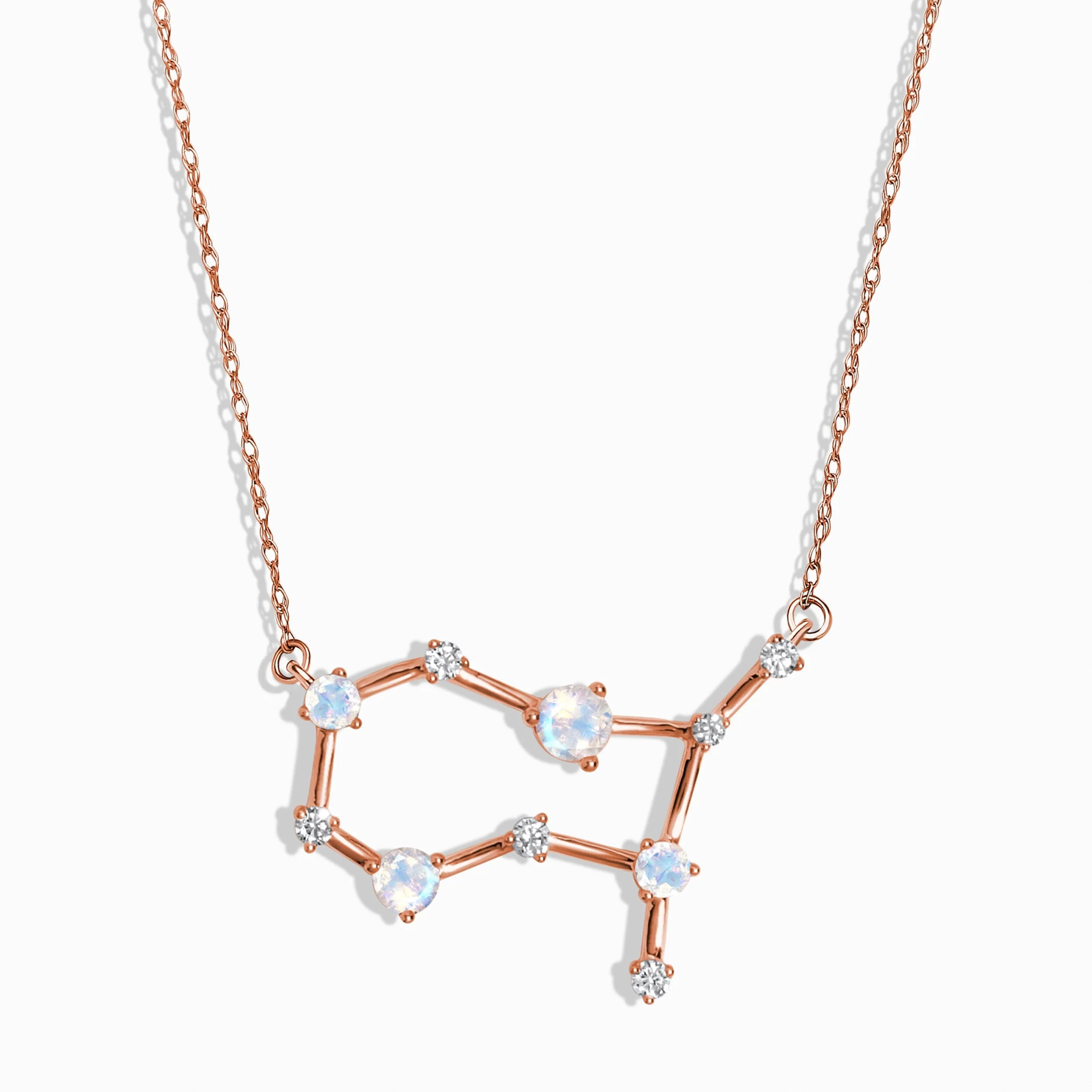 Moonstone Diamond Necklace - Gemini Zodiac Constellation - Image 3