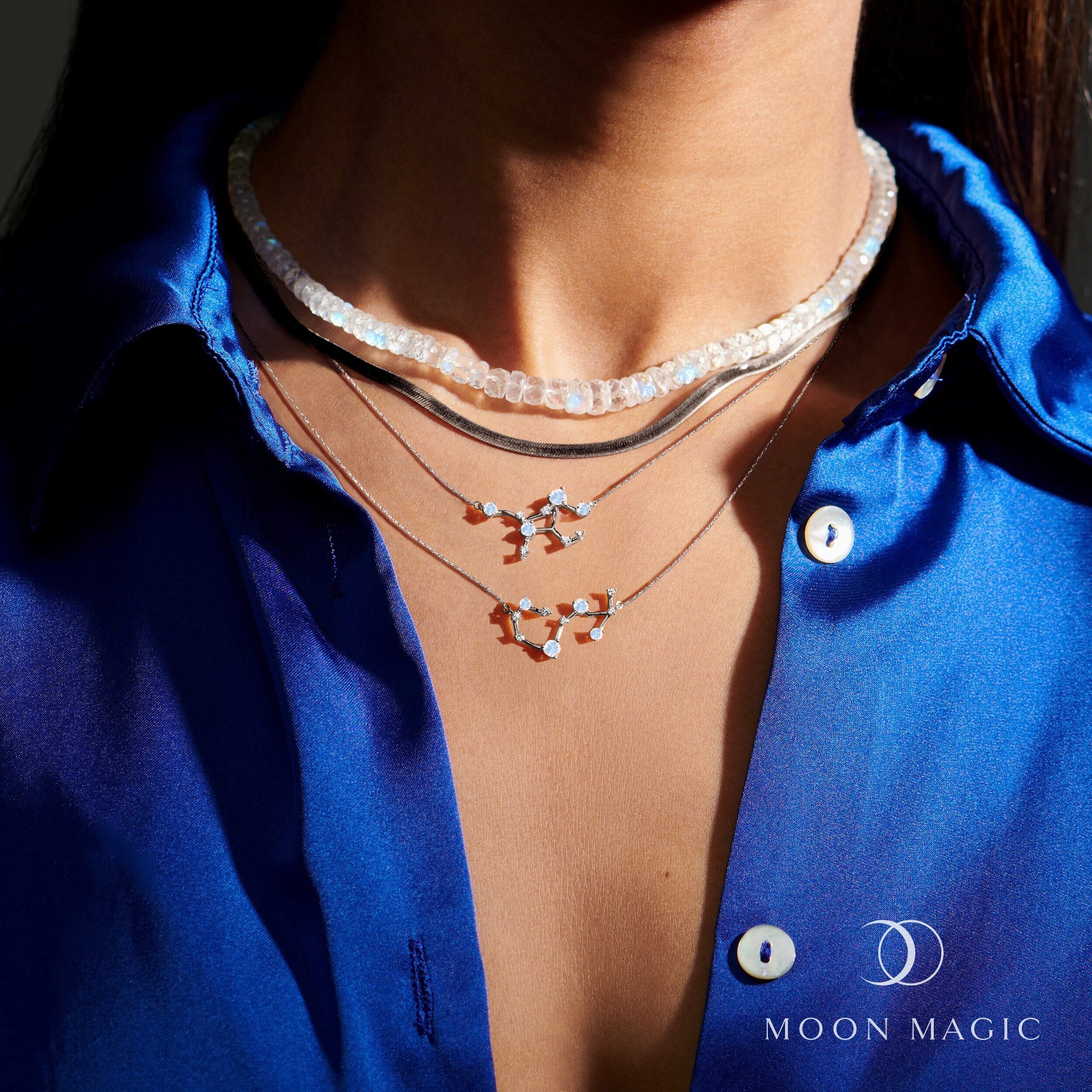 Moonstone Diamond Necklace - Scorpio Zodiac Constellation - Image 9
