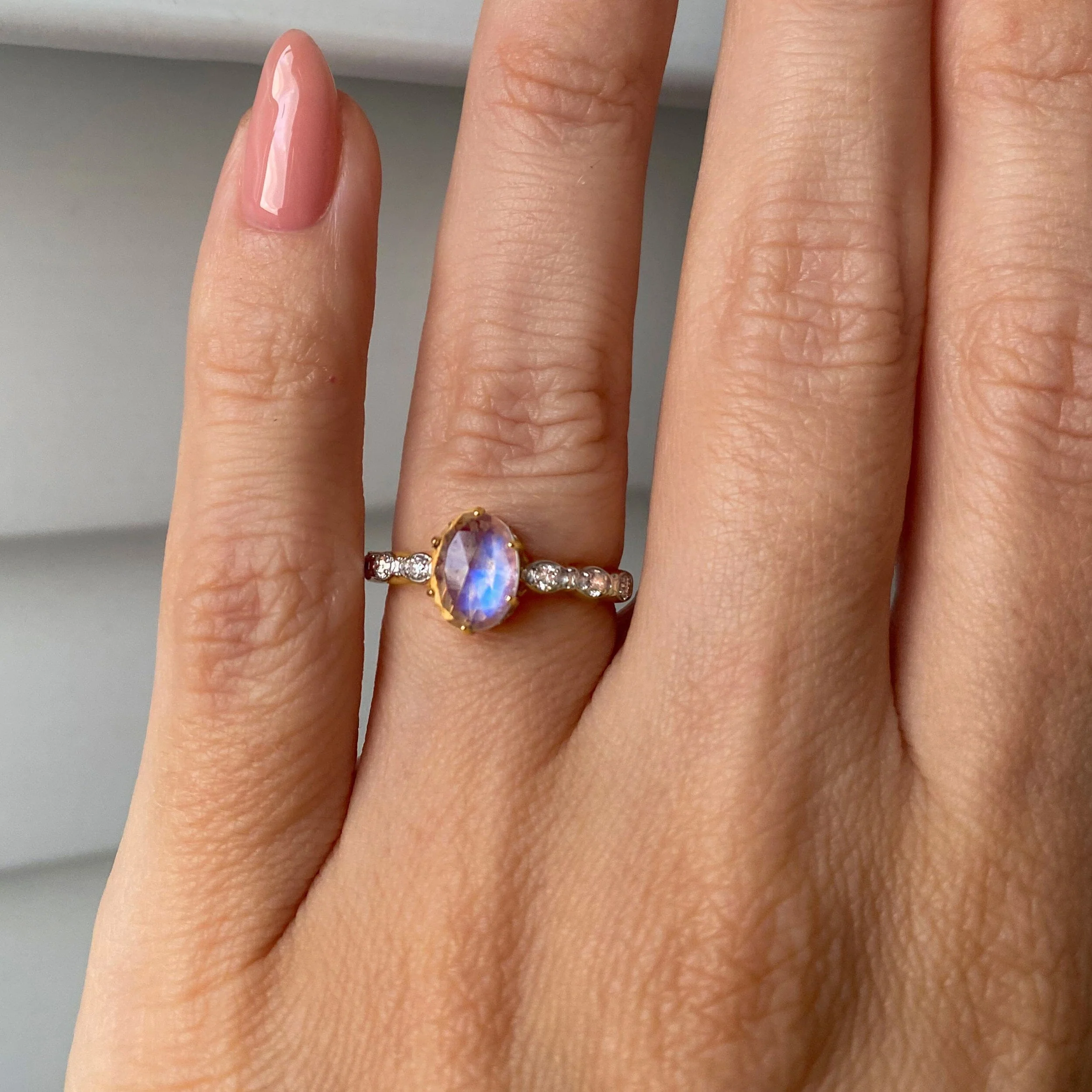 Moonstone Lab Diamond Ring - Mirth - Image 6