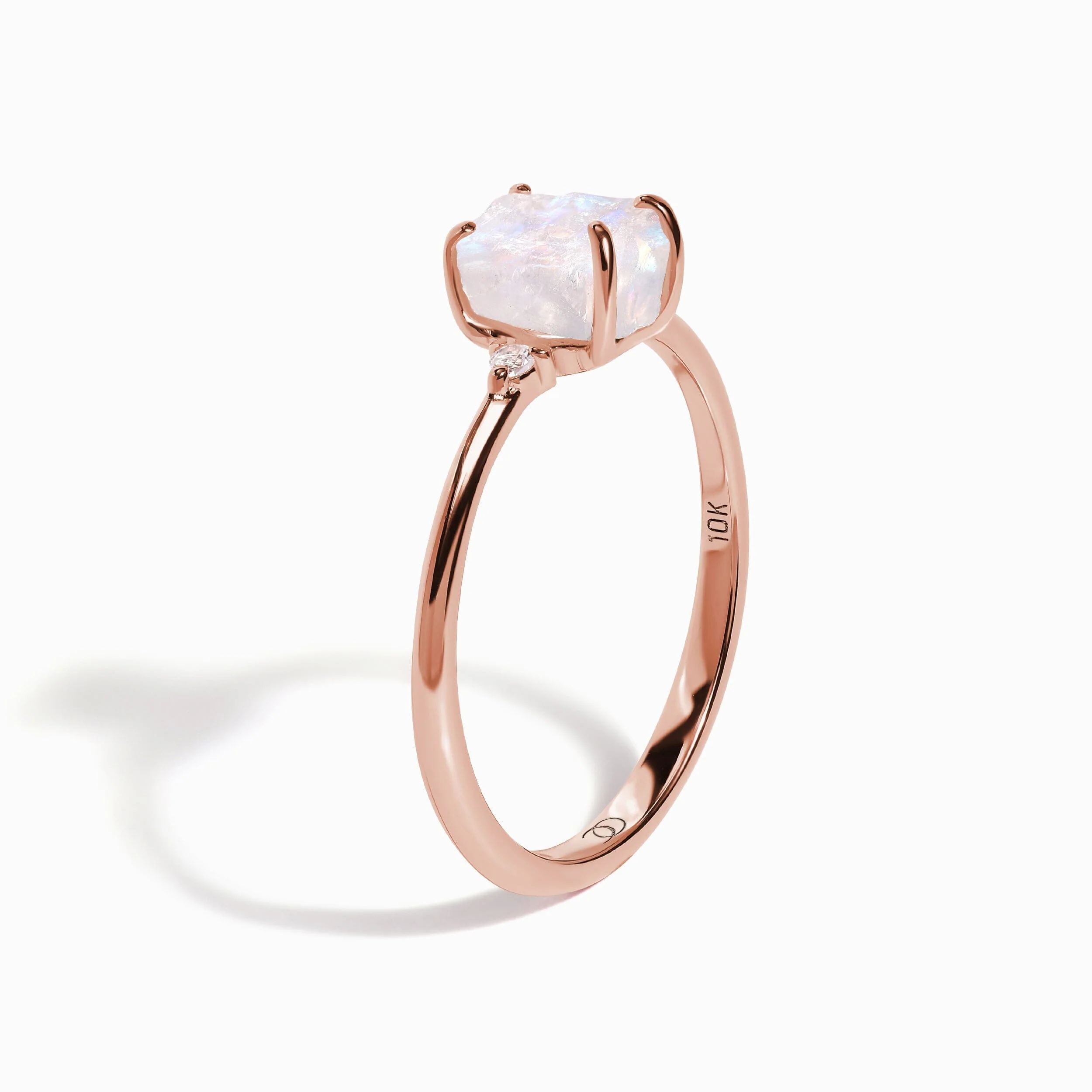 Moonstone Lab Diamond Ring - Petite Raw Allure - Image 14