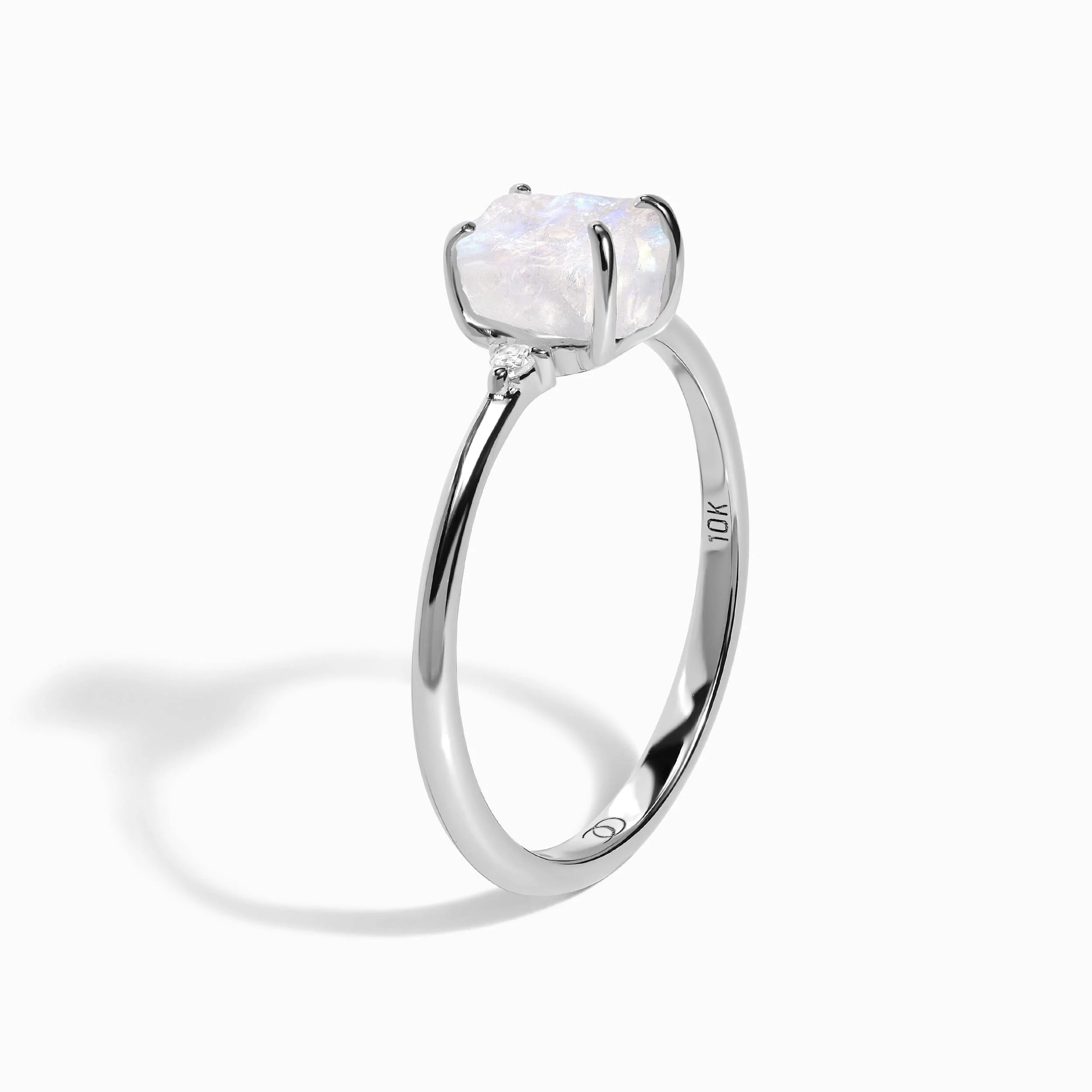 Moonstone Lab Diamond Ring - Petite Raw Allure - Image 11
