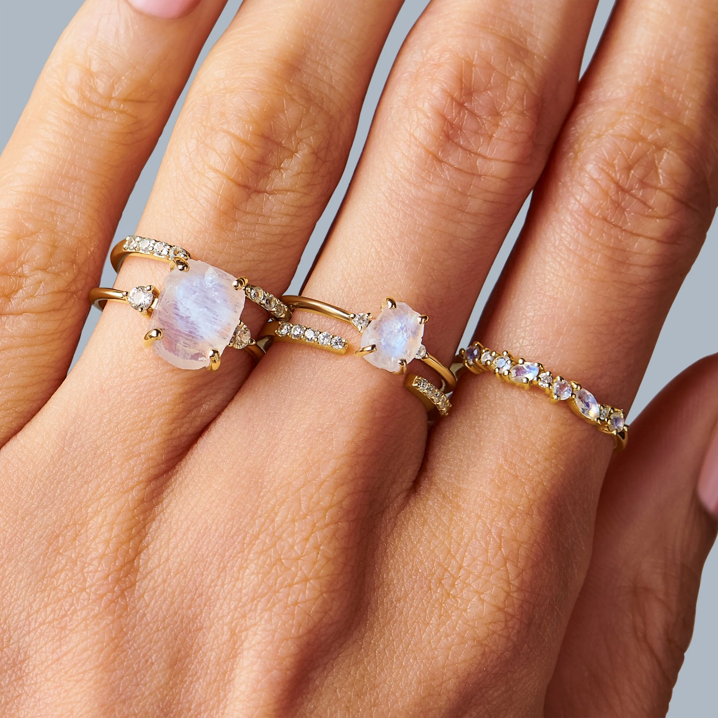 Moonstone Diamond Ring - Petite Raw Allure - Image 16
